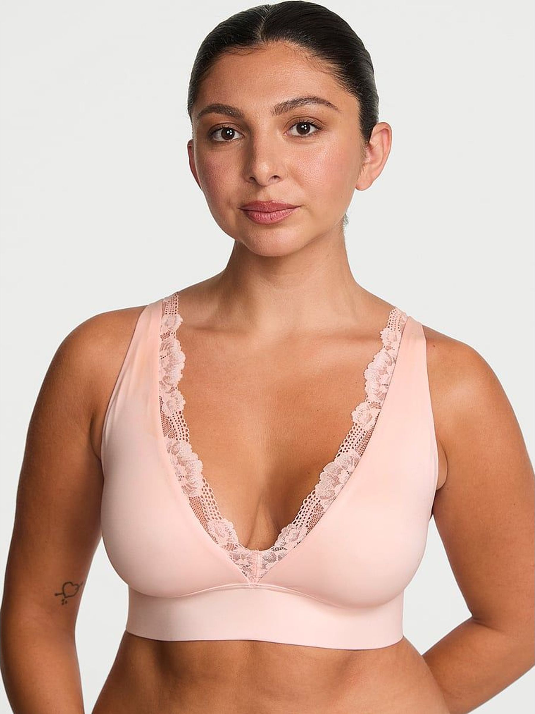 Purest Pink Plunge Post Surgery Lace Bralette (H37807) | £39