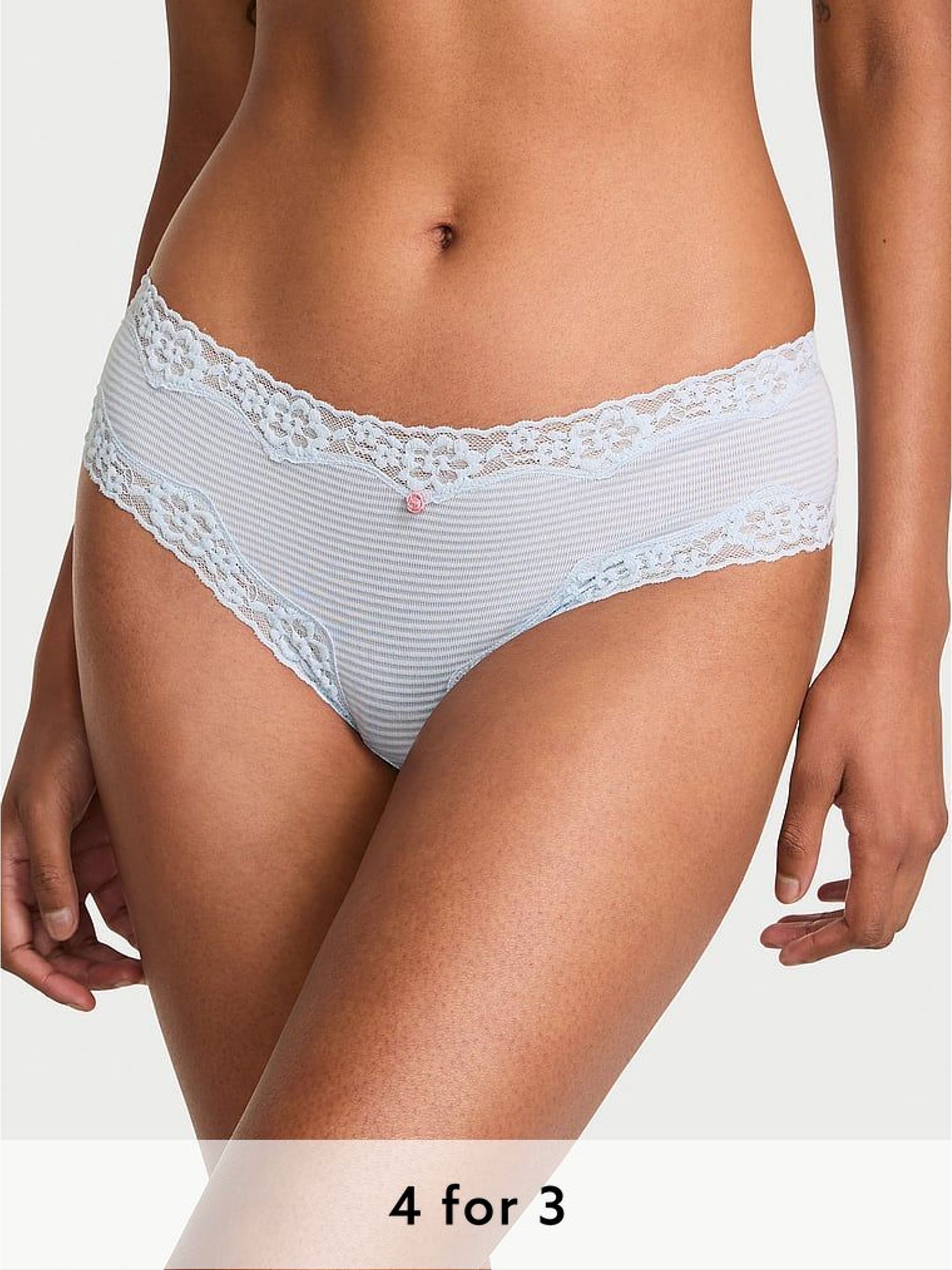 Palest Blue Cheeky Lace Waist Knickers (H37808) | £9