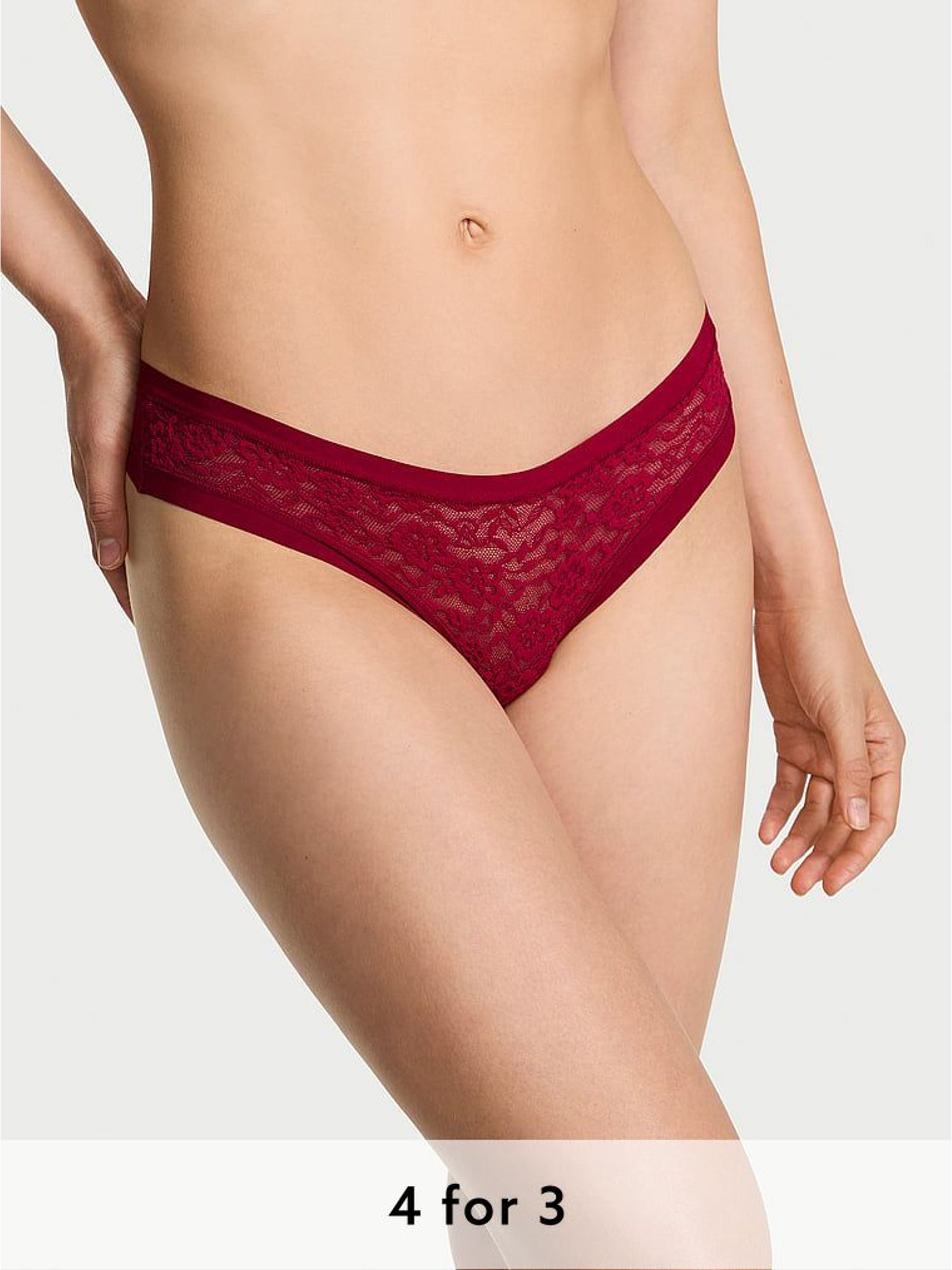Red Lacquer Thong Lace Knickers (H37824) | £9