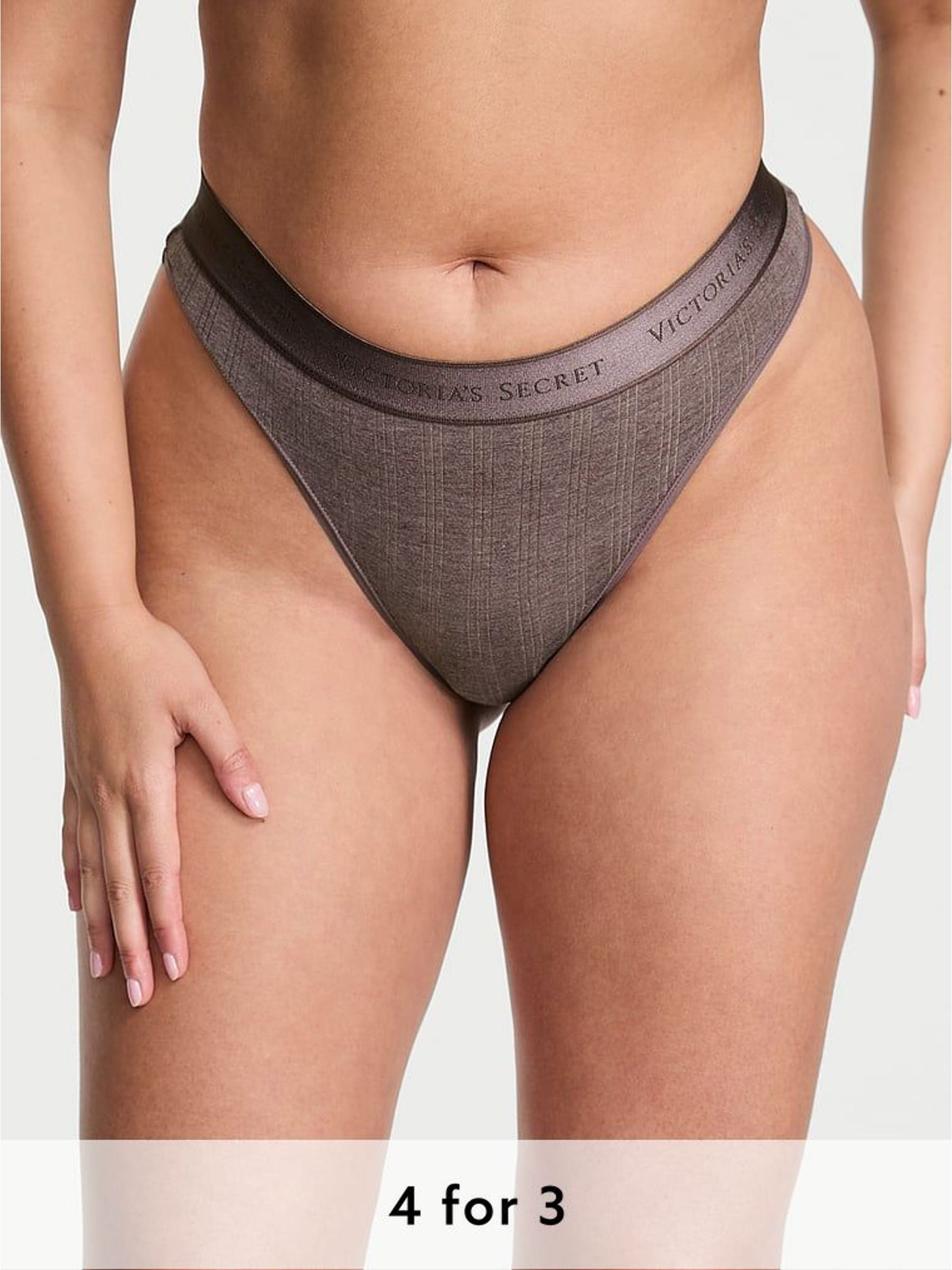 Cocoa Blush Heather Nude Thong Modal Logo Knickers (H37827) | £9