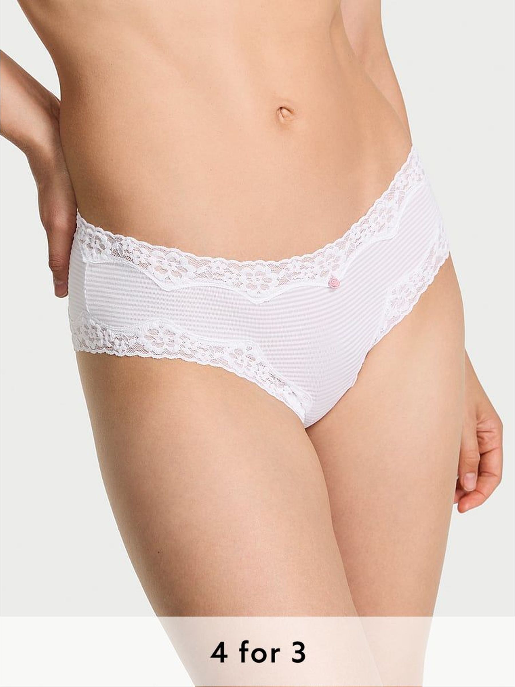 White Cheeky Lace Waist Knickers (H37831) | £9