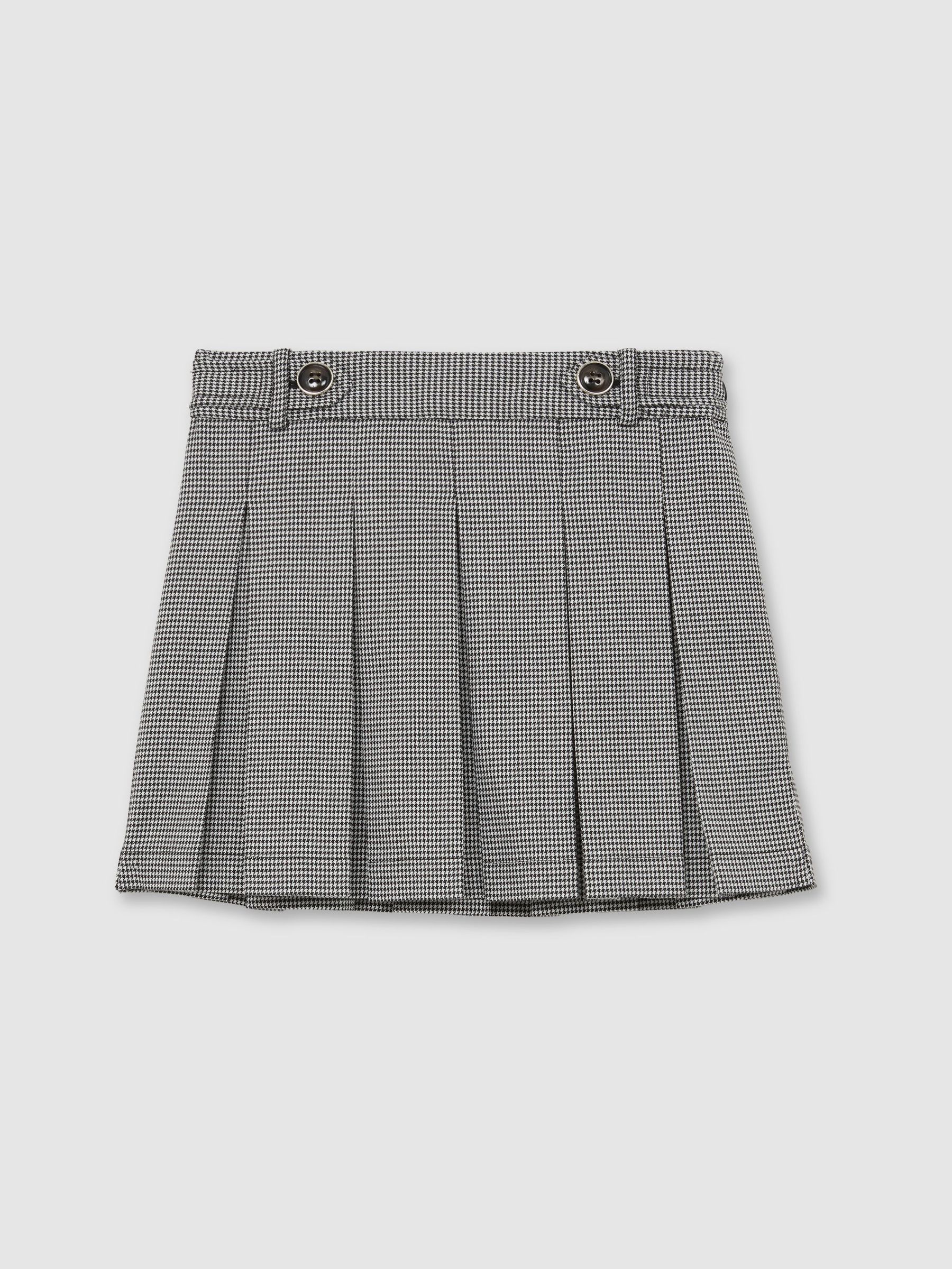 13-14 yrs Houndstooth-Check Pleated Skirt in Black/White (H39325) | £48