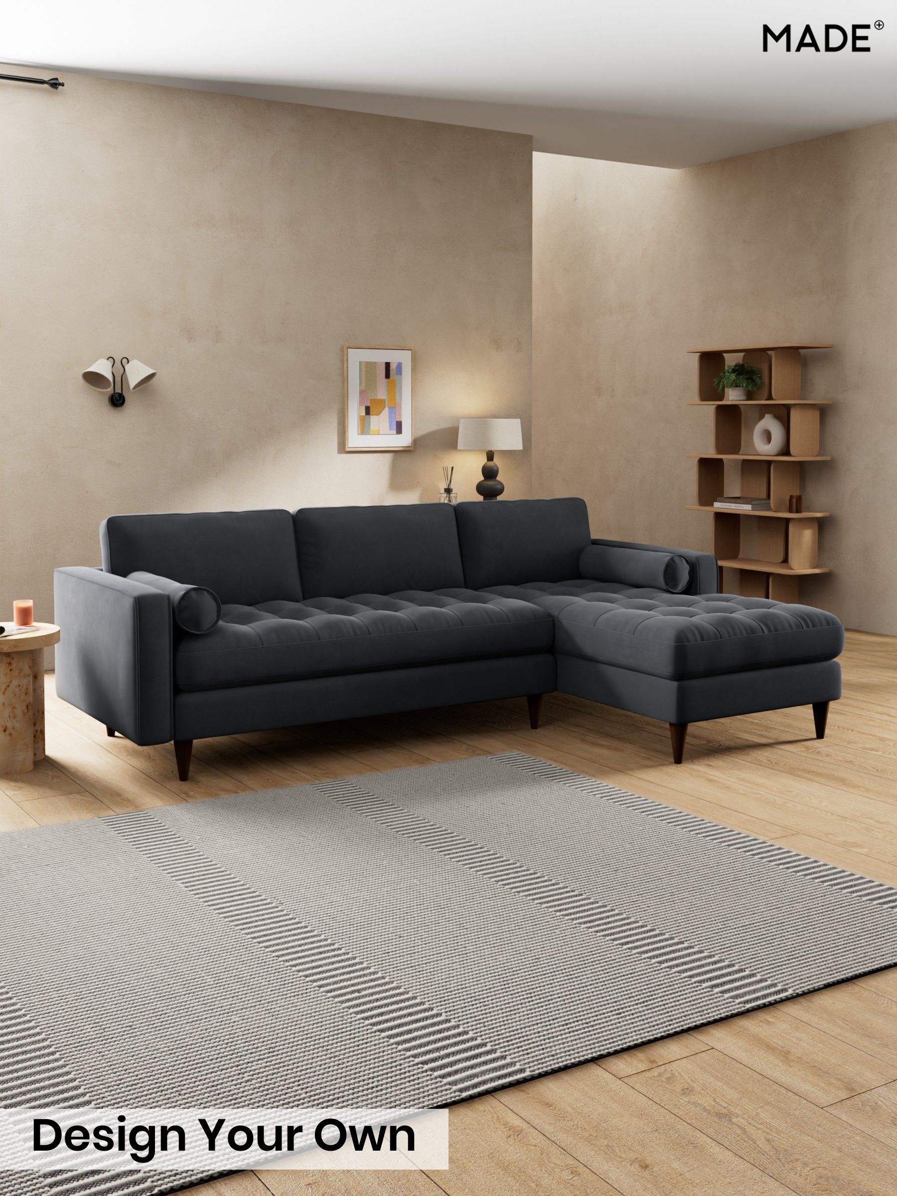 Matt Velvet Easy Clean/Charcoal Grey - Scott By Made