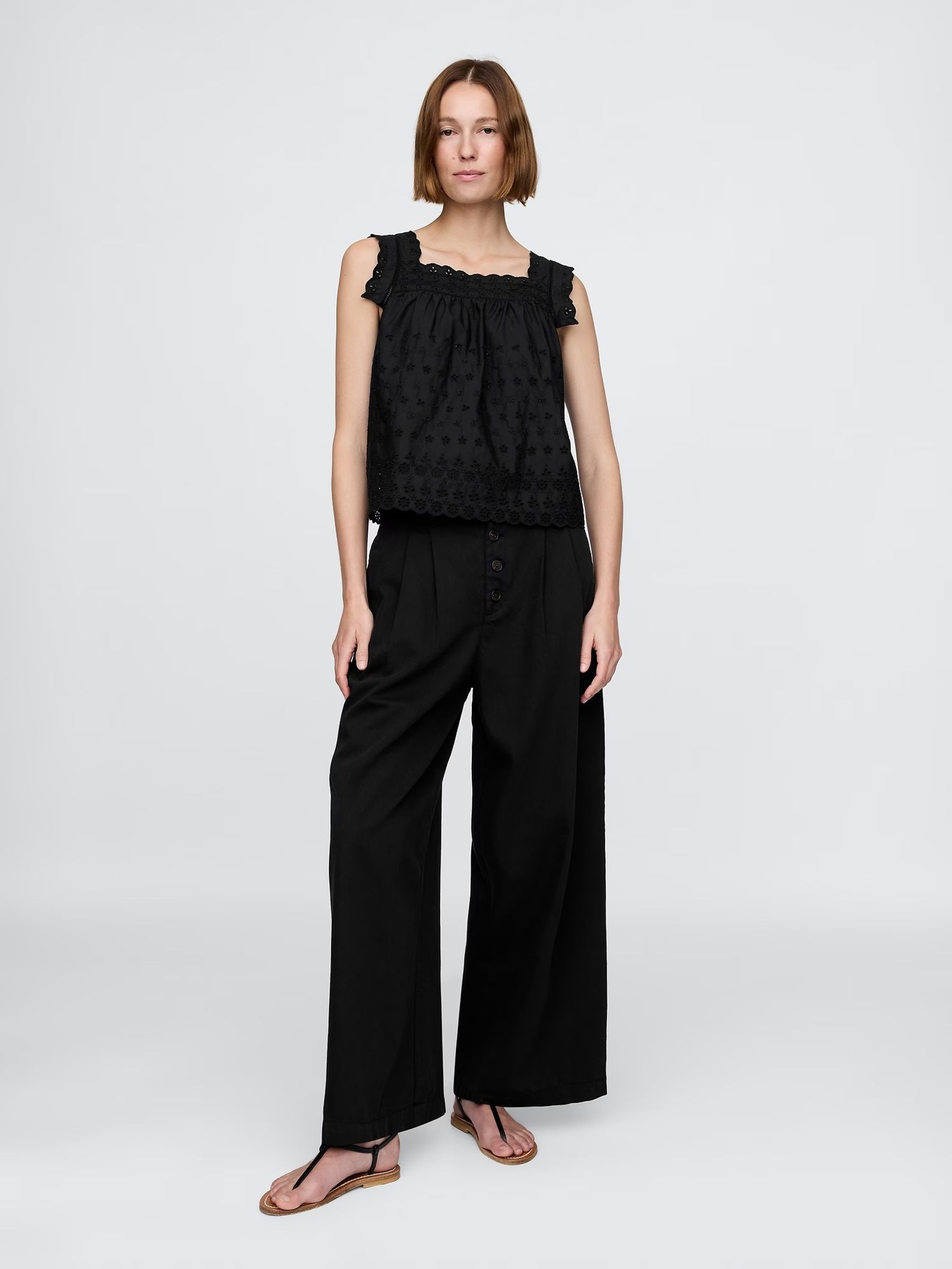 Black DÔEN High Rise Pleated Trousers (H41690) | £80