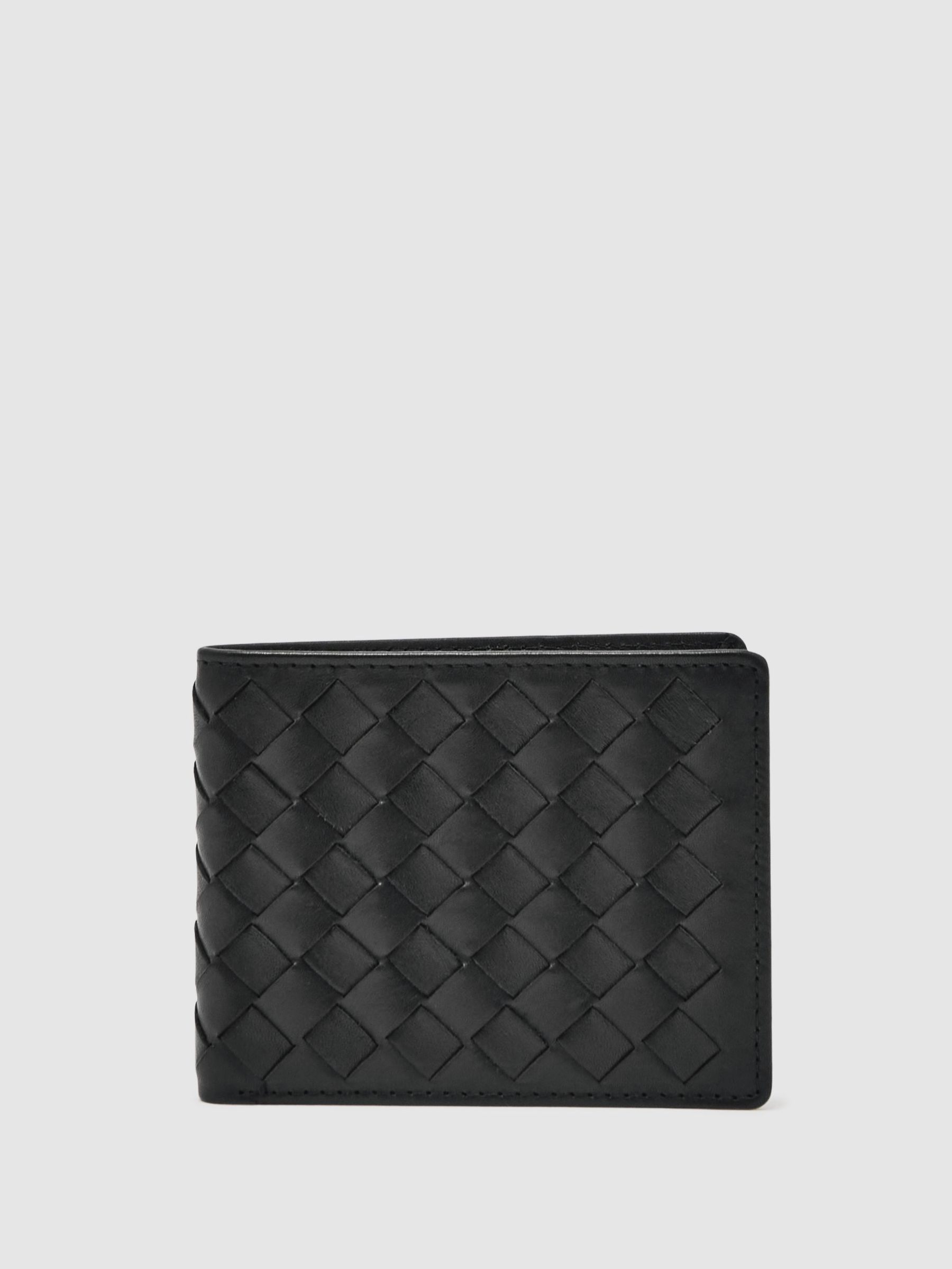 Leather Large Lattice-Effect Wallet in Black (H42105) | £58