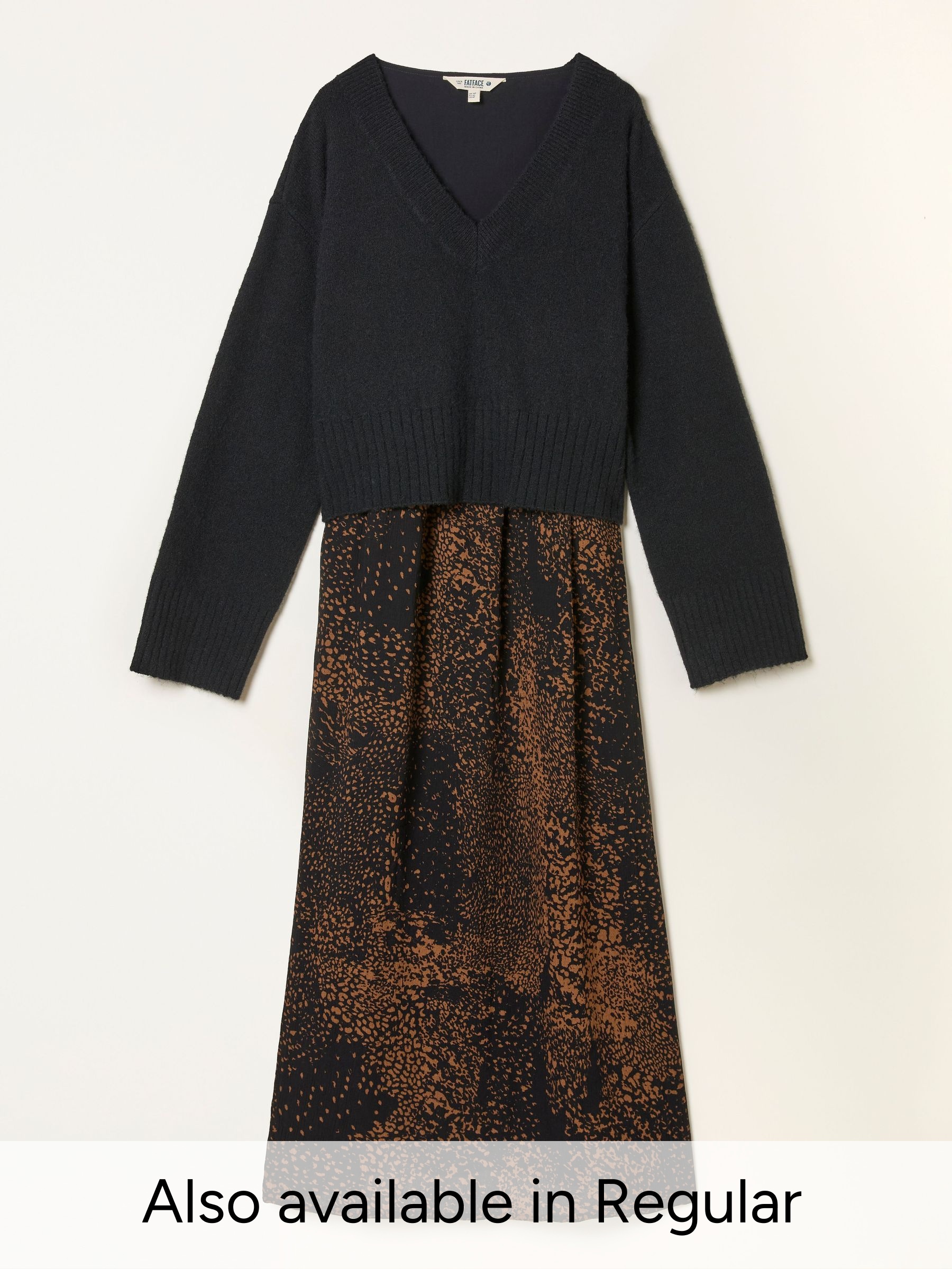 Aileen Black Layered Animal Petite 2 in 1 Midi Dress (H42132) | £75