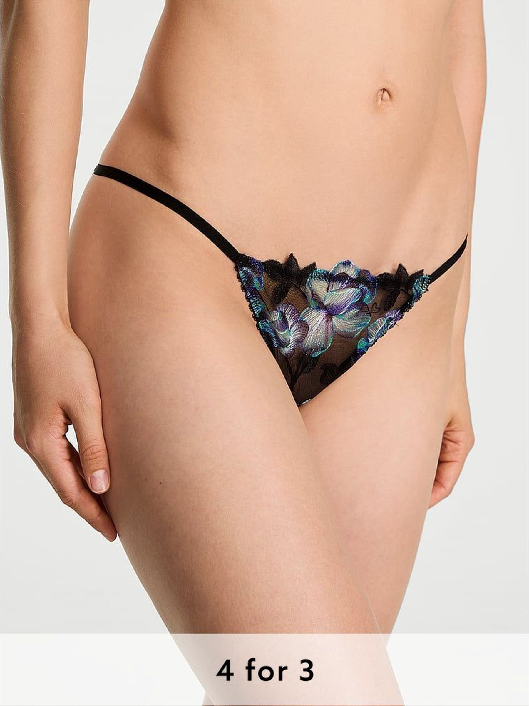 Electric Blue Orchid Embroidery Open Back Knickers (H42284) | £25
