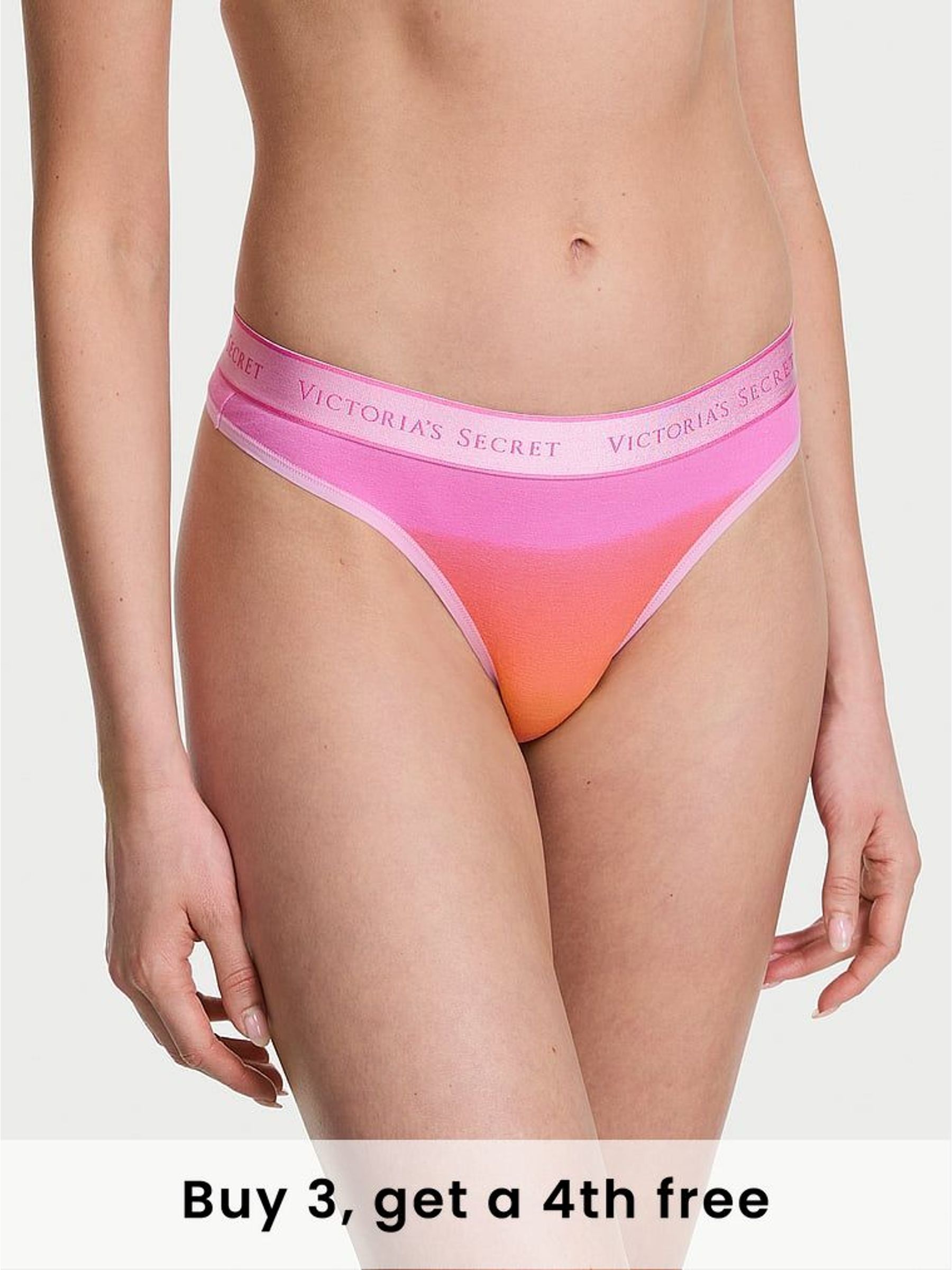 Pink Ombre Thong Logo Knickers (H43057) | £9