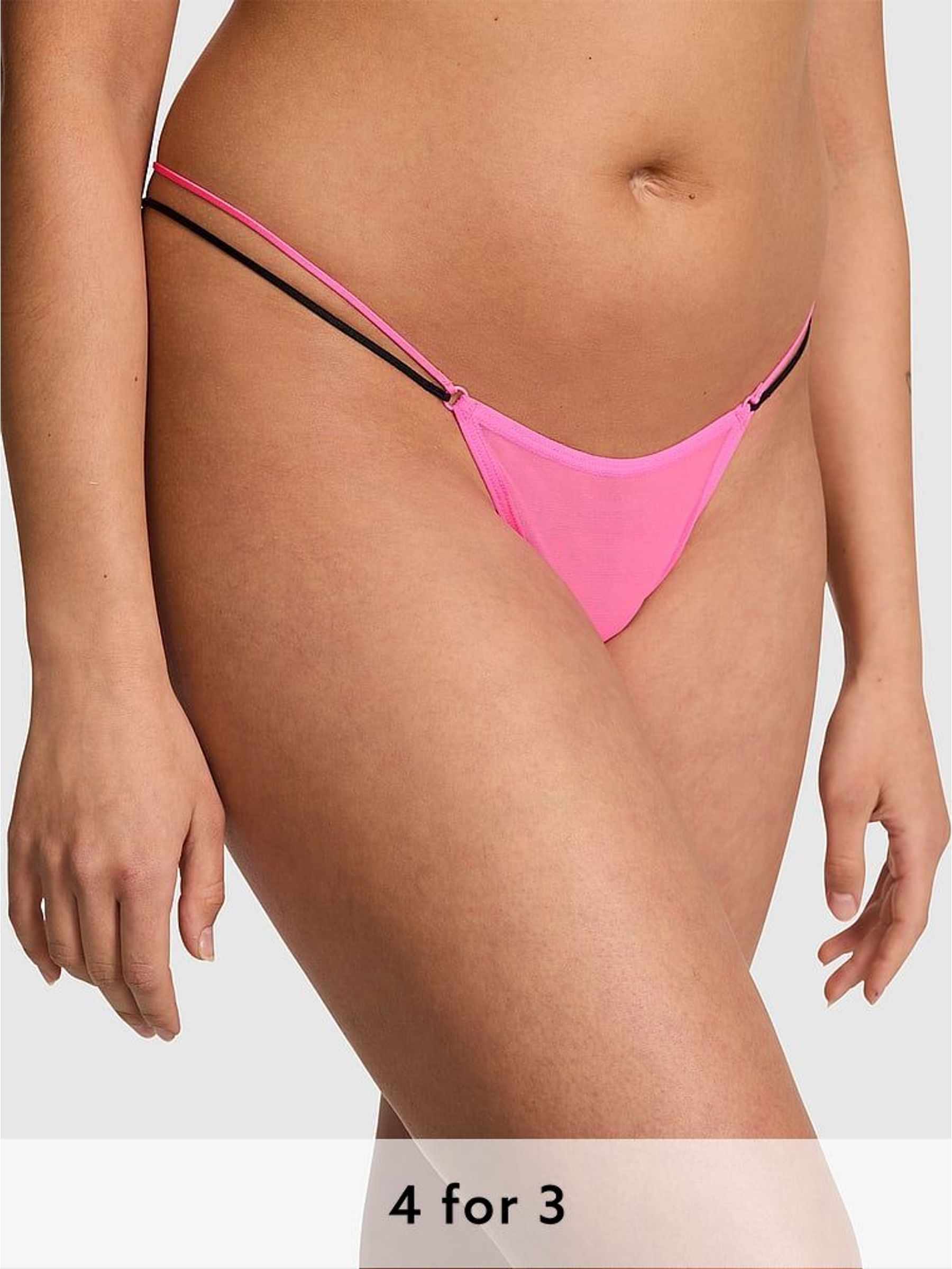 Radiant Rose Pink Mini Scoop Thong Logo Knickers (H43058) | £9