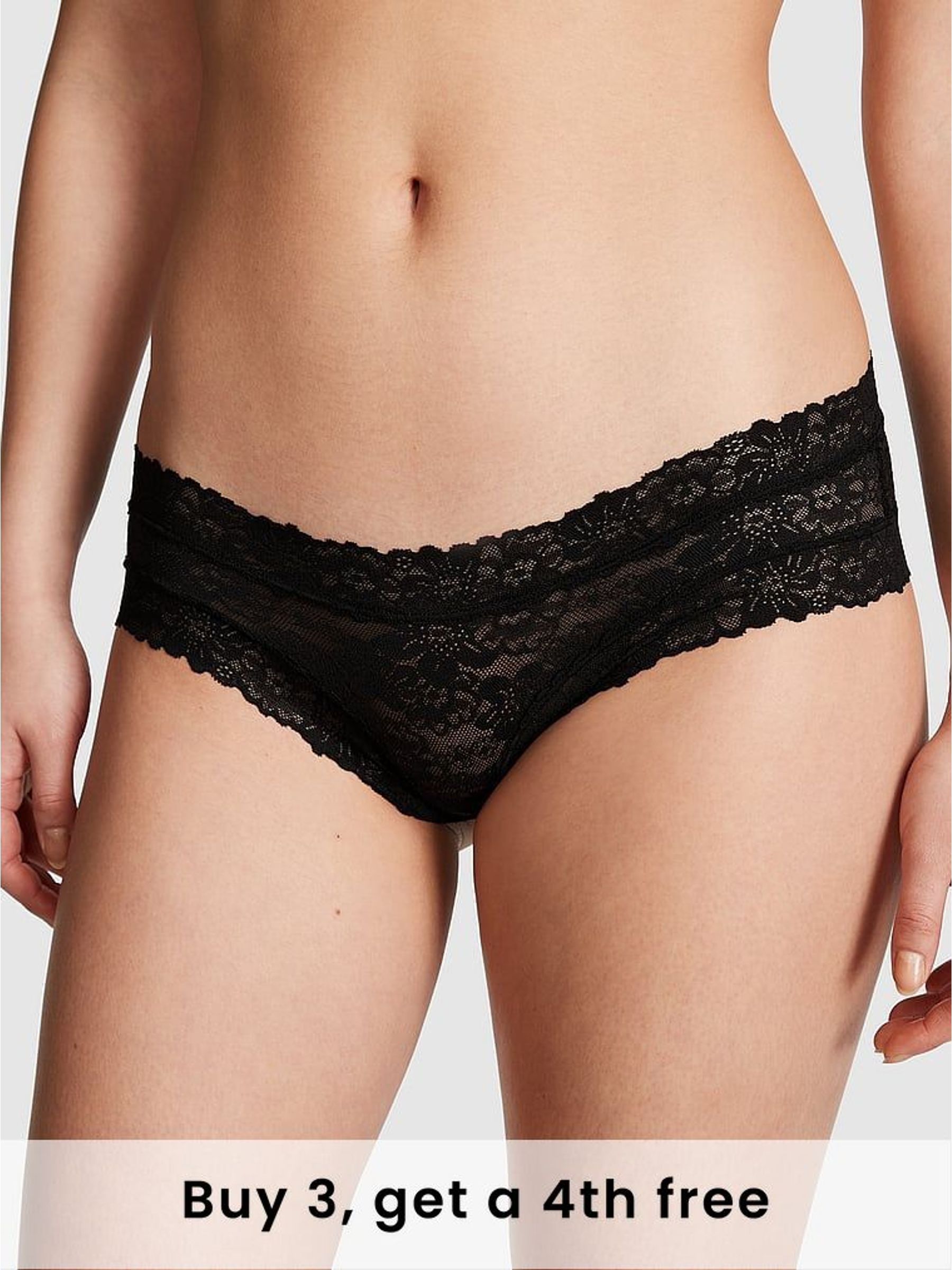 Pure Black Lace Floral Lace Knickers (H43078) | £9