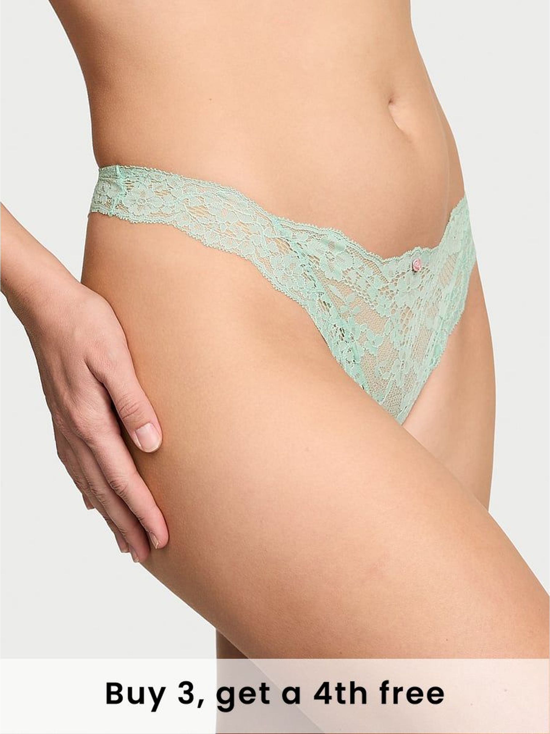 Silent Green Thong Lace Knickers (H43189) | £14