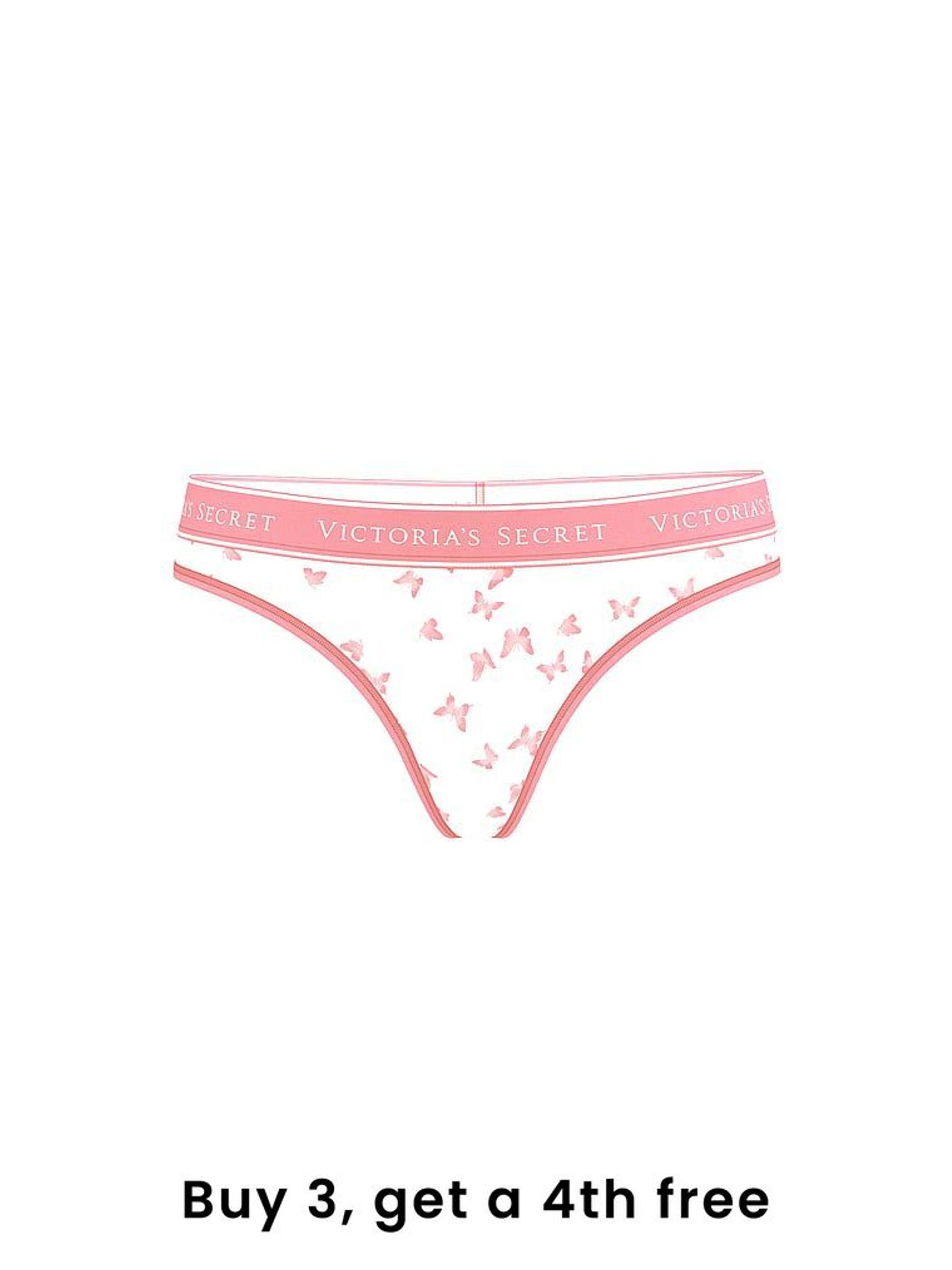 Rose Pink Butterflies Thong Logo Knickers (H43216) | £9