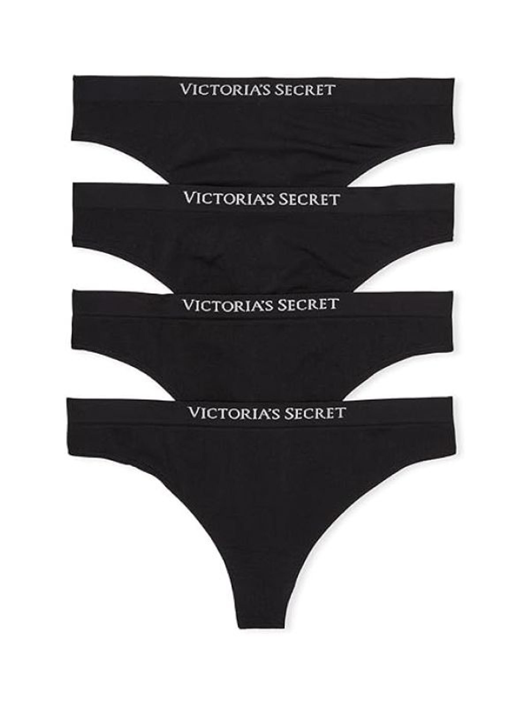 Black Thong 4 Pack Logo Knickers (H43252) | £20