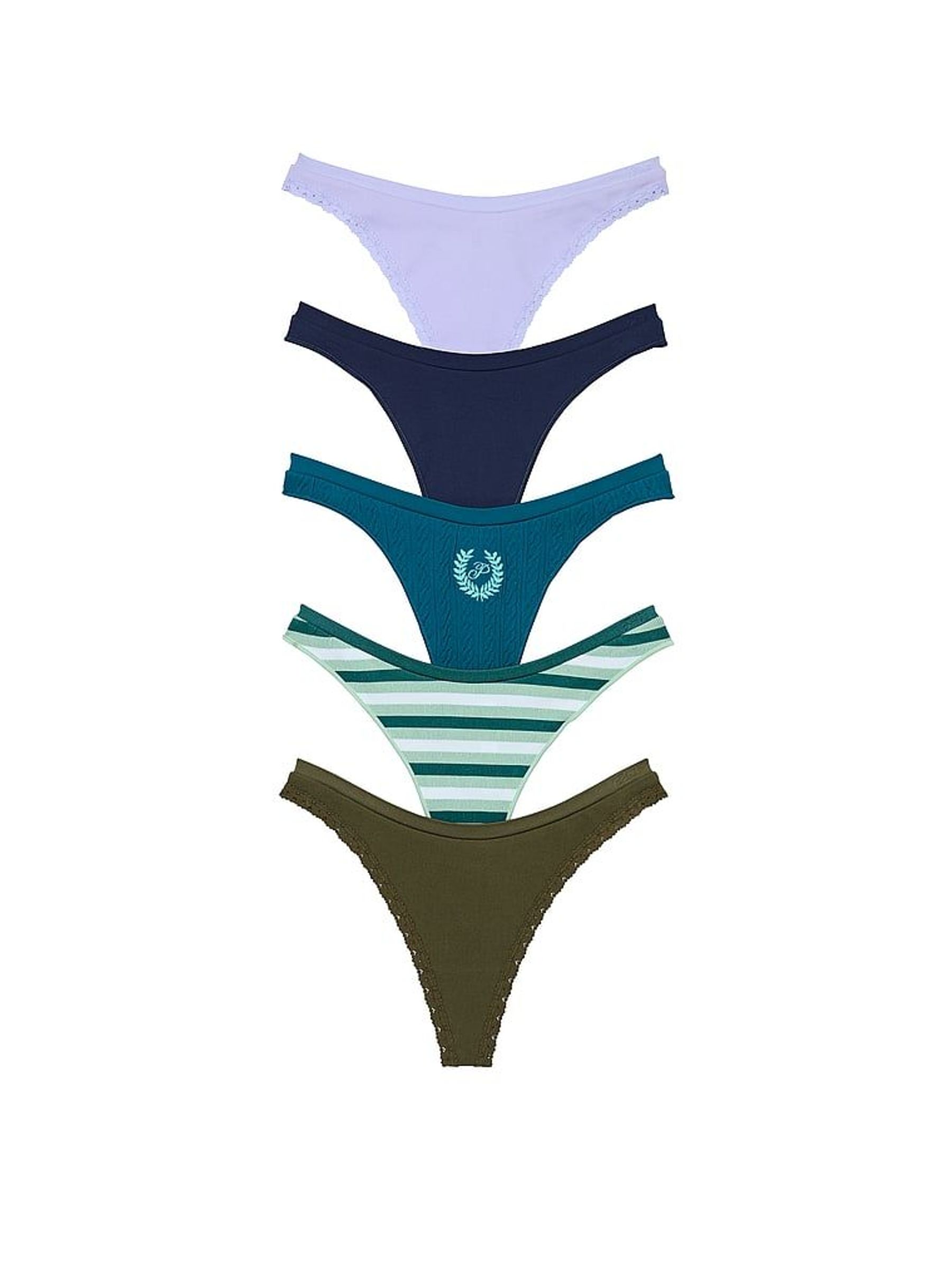 Brown/Purple/Pink/Stripe/Purple Thong 5 Pack Knickers (H43256) | £27
