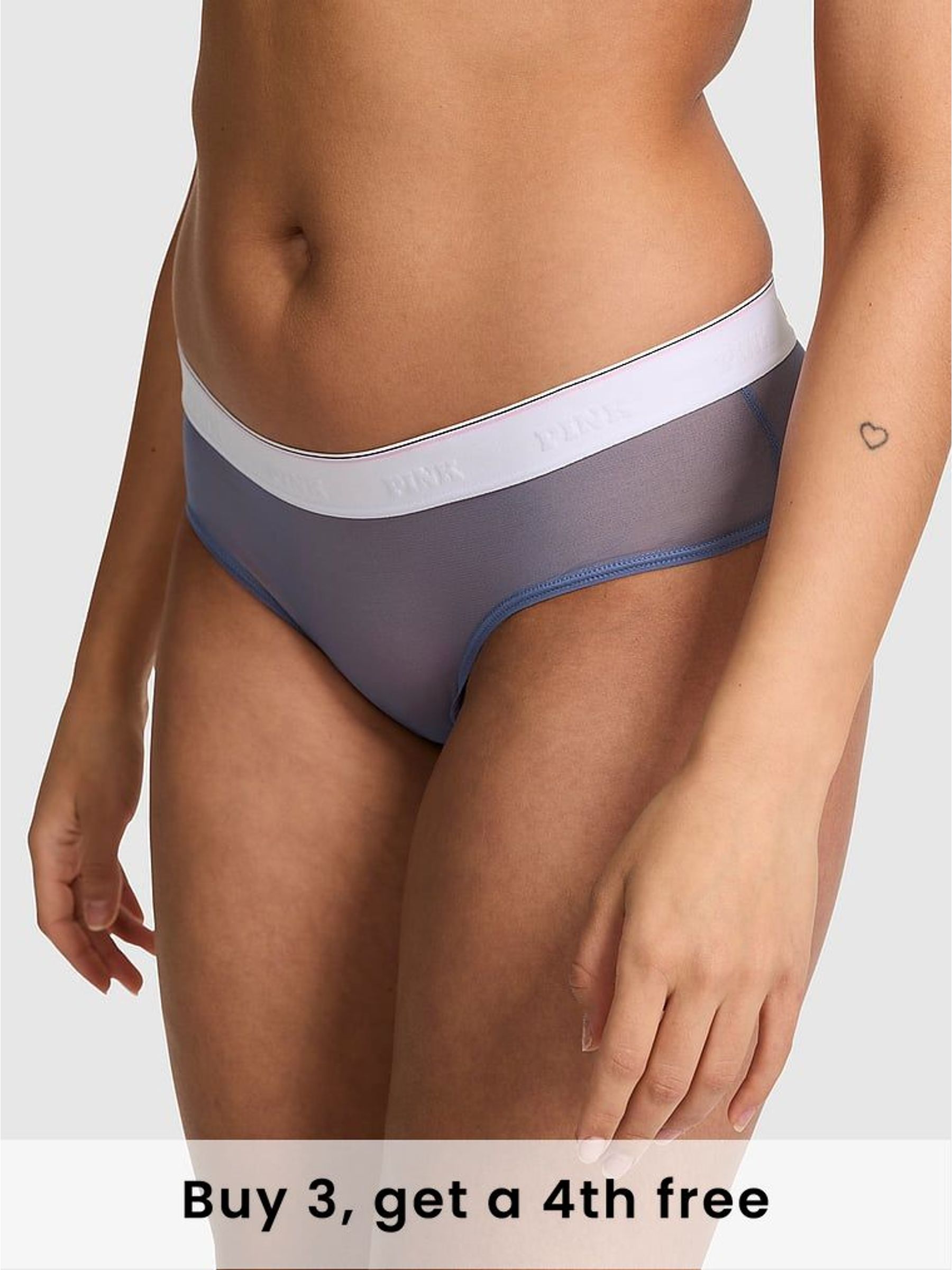 Dusty Iris Blue Hipster Logo Mesh Knickers (H43269) | £9