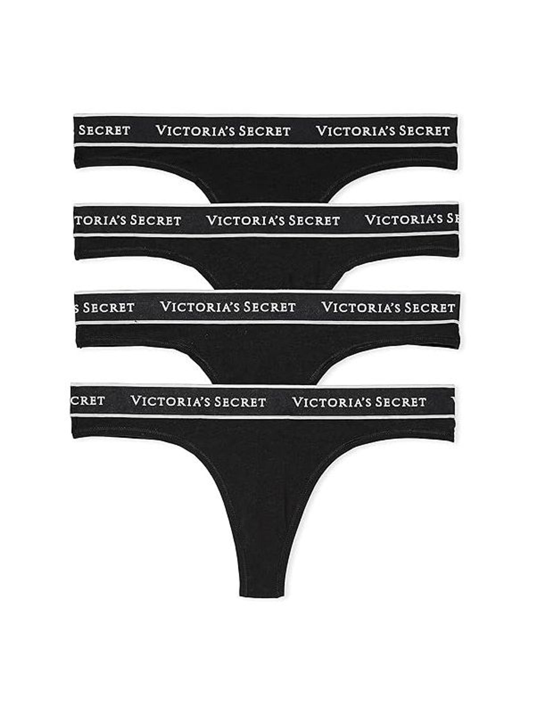 Black Thong Logo 4 Pack Knickers (H43334) | £20