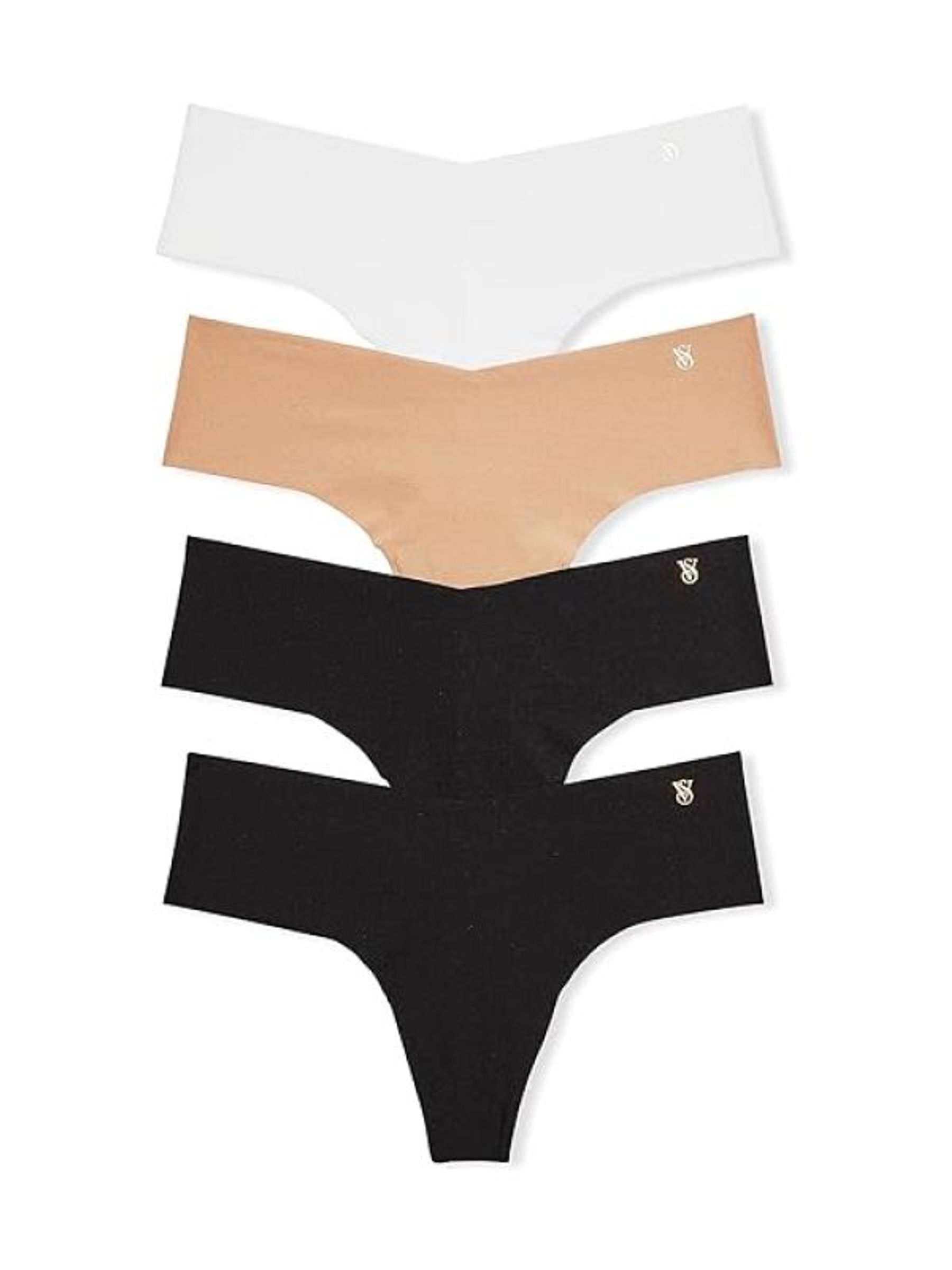 Black/Nude/White Thong 4 Pack Knickers (H43356) | £20