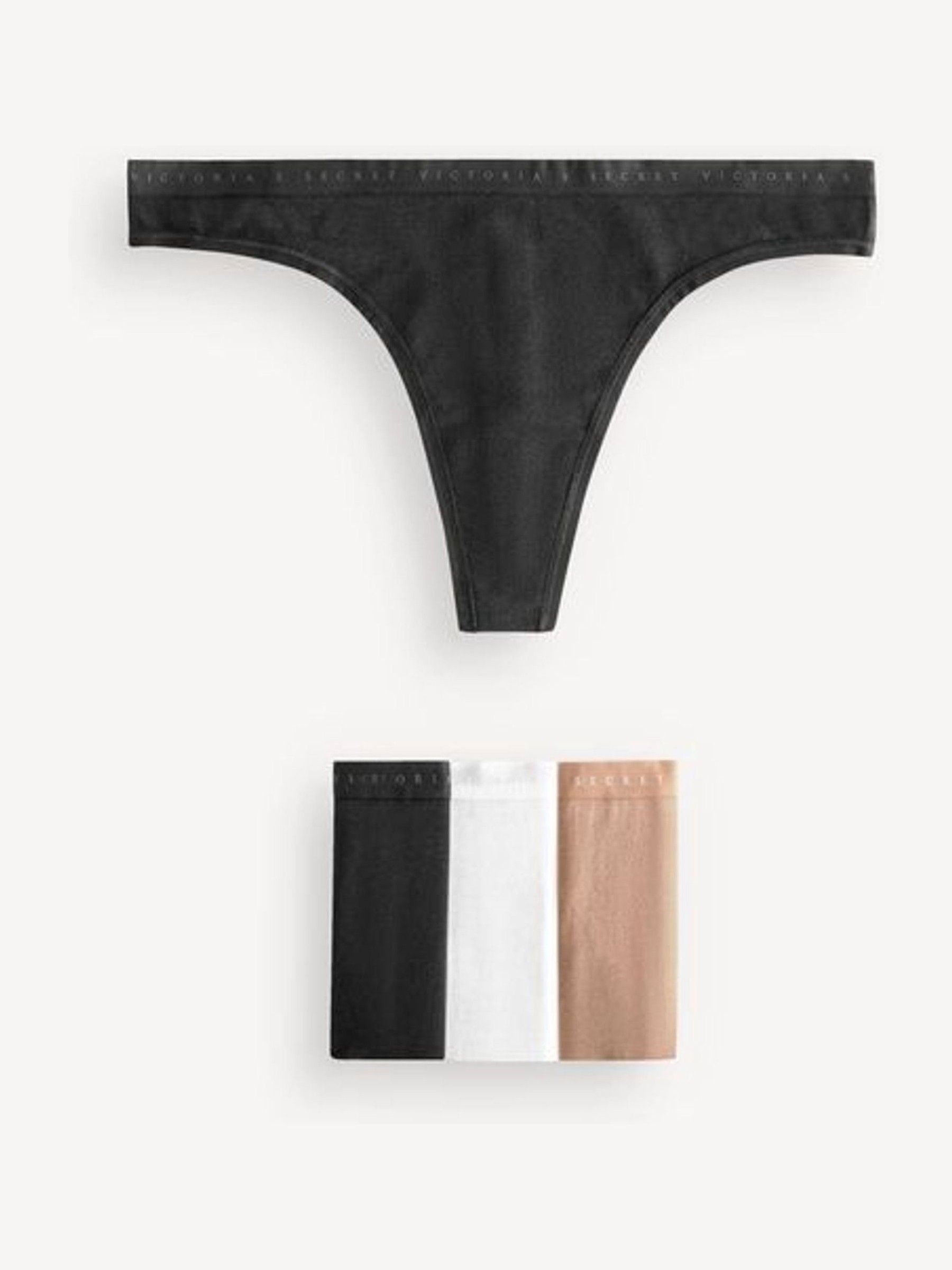 Black/White/Nude Thong Logo 4 Pack Knickers (H43408) | £20