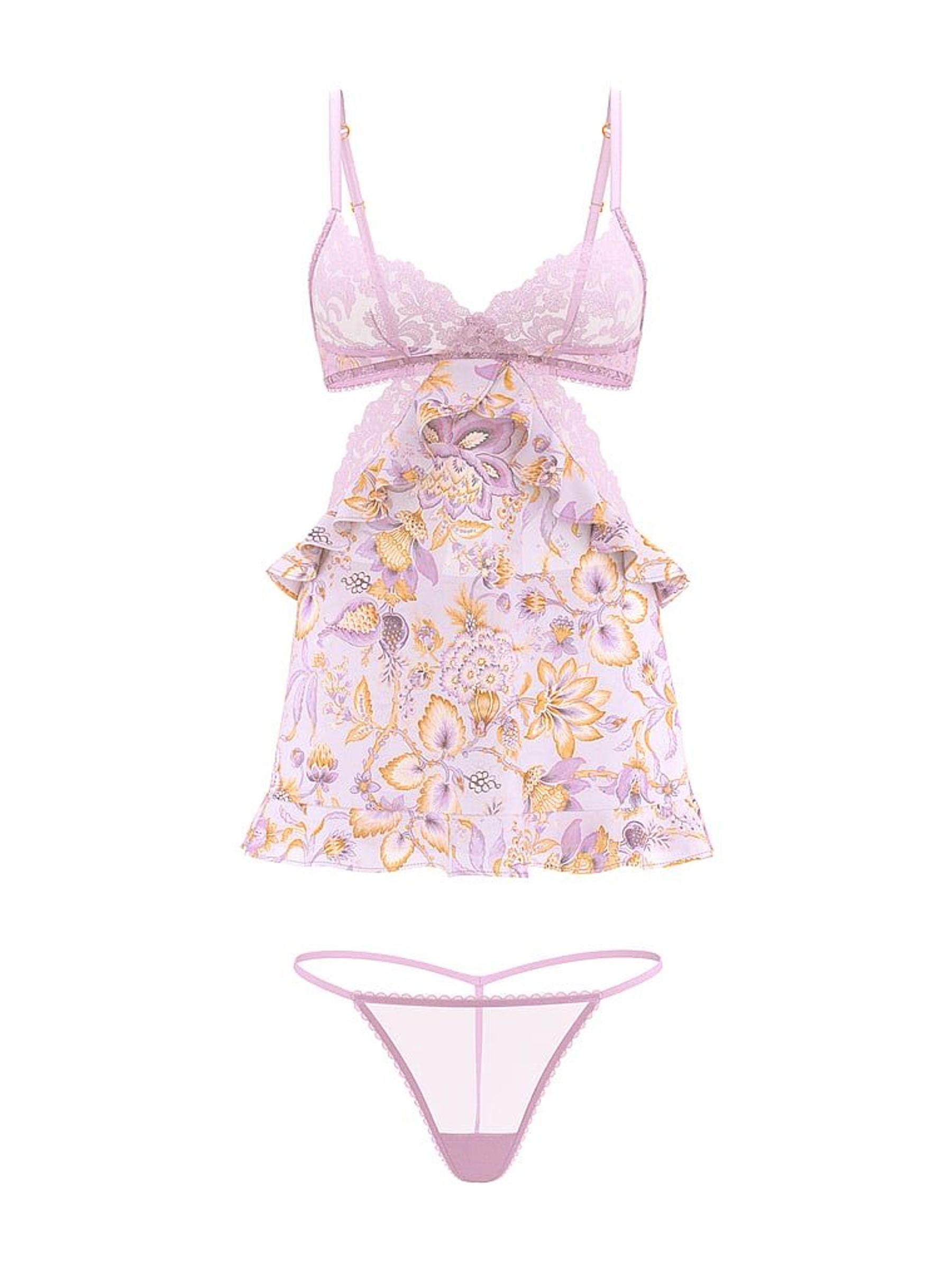 Delicate Violet Purple Blossom Babydoll Set (H43413) | £69