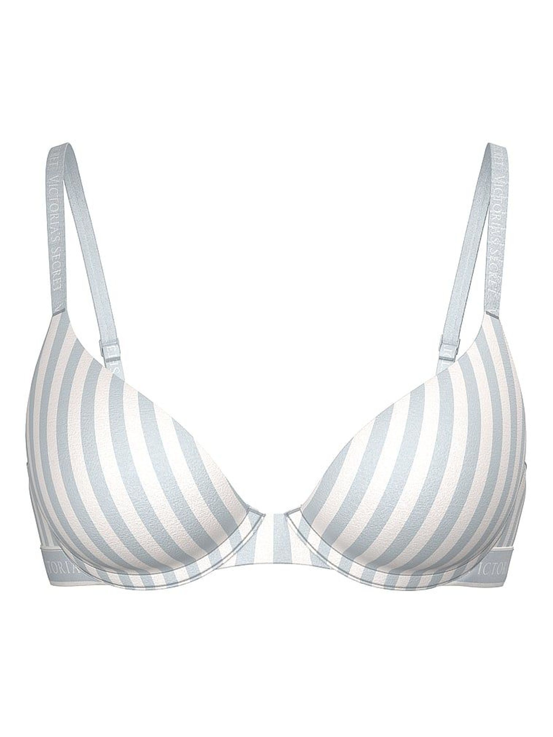 Grey Fog Stripe Full Cup Push Up Cotton Logo Bra (H43448) | £35