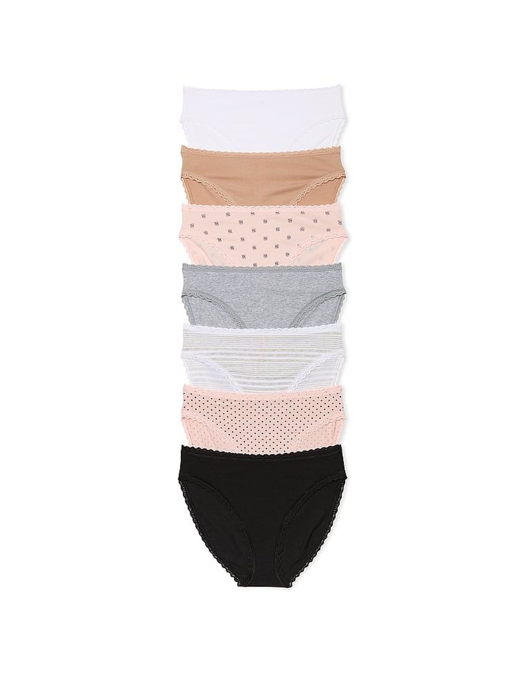 White/Nude/Pink/Black/Grey Brief 7 Pack Lace Trim Knickers (H43473) | £35