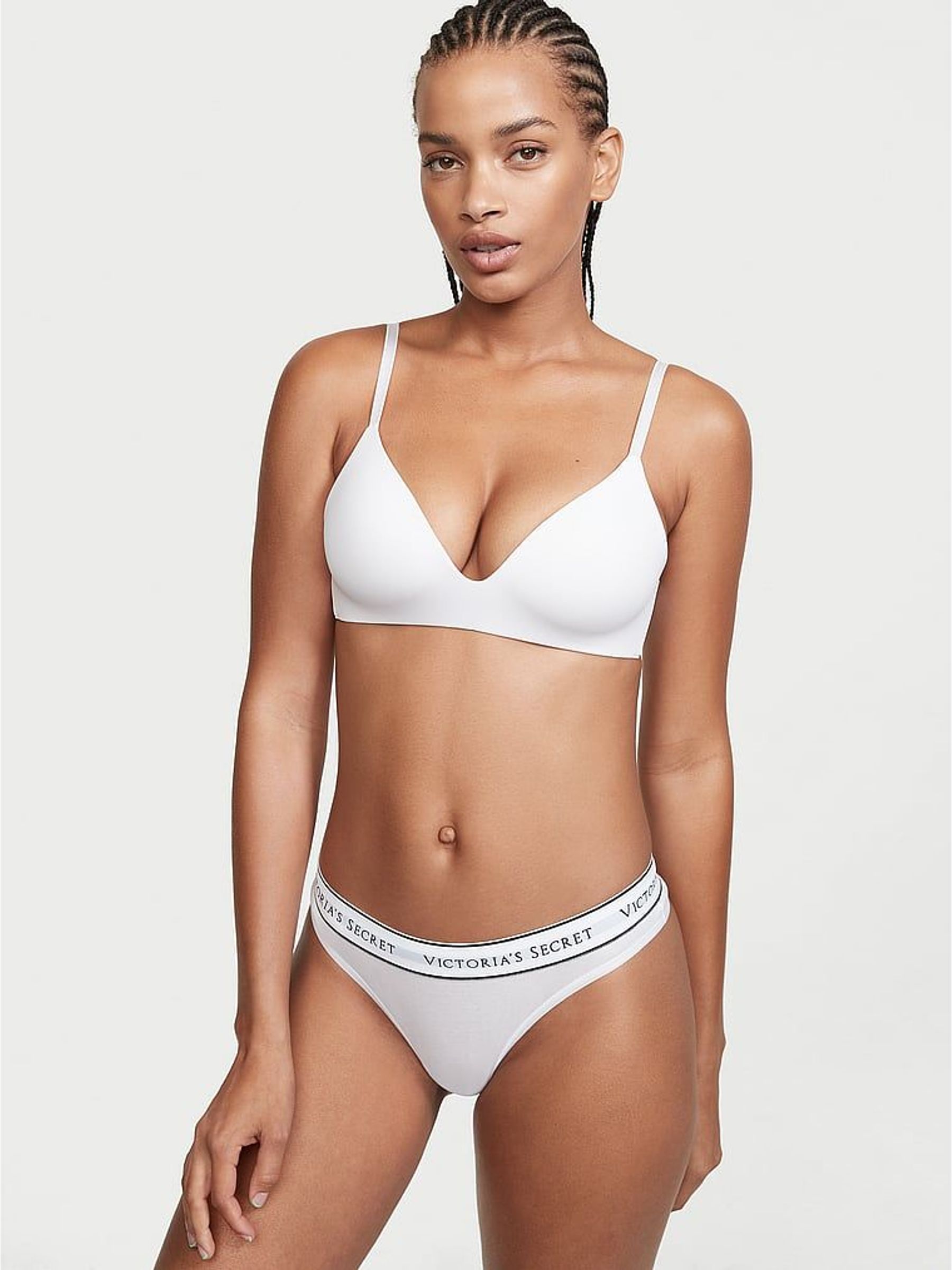White - Thong Logo Knickers