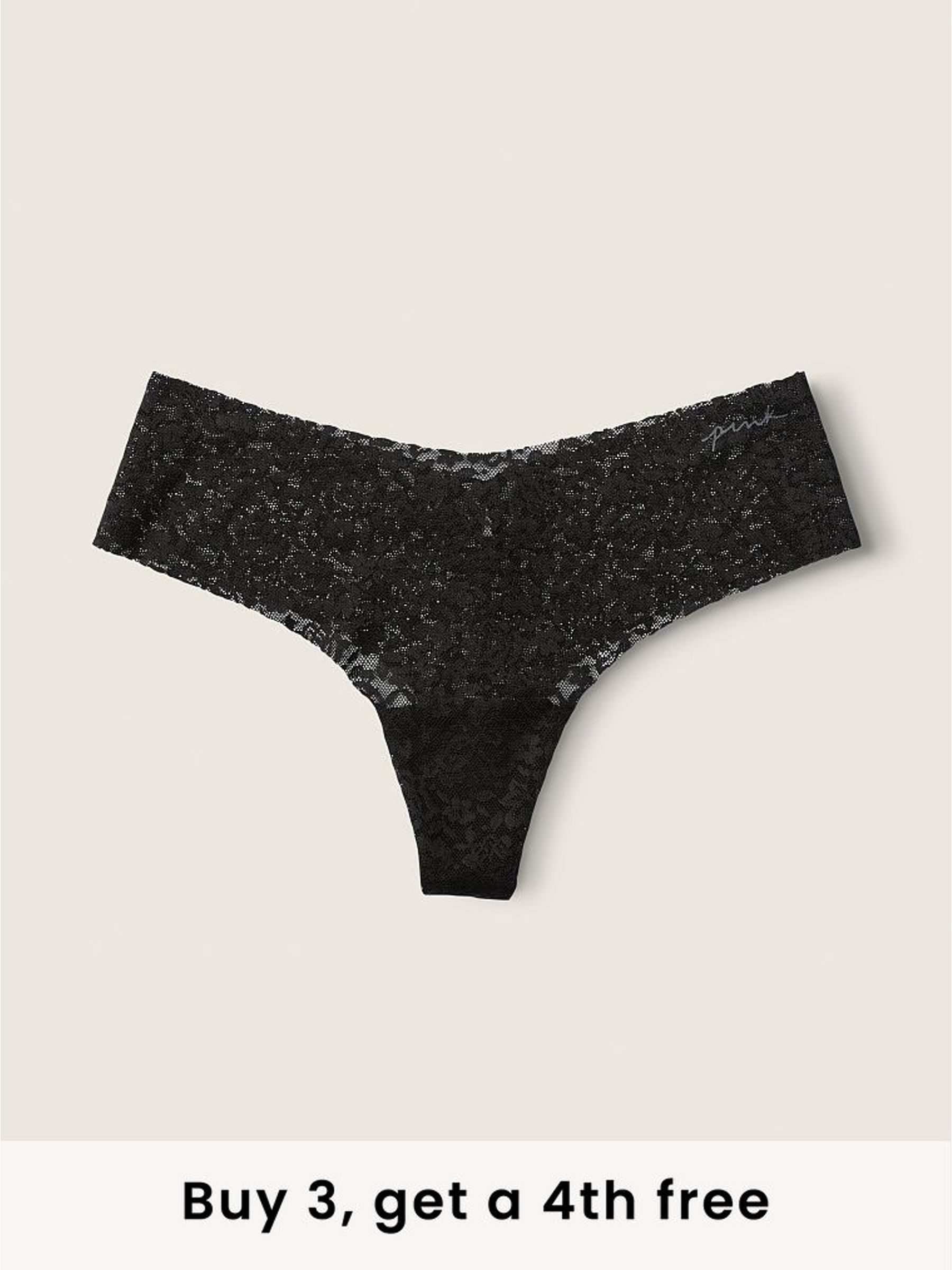 Black Thong Lace No Show Knickers (H43522) | £9