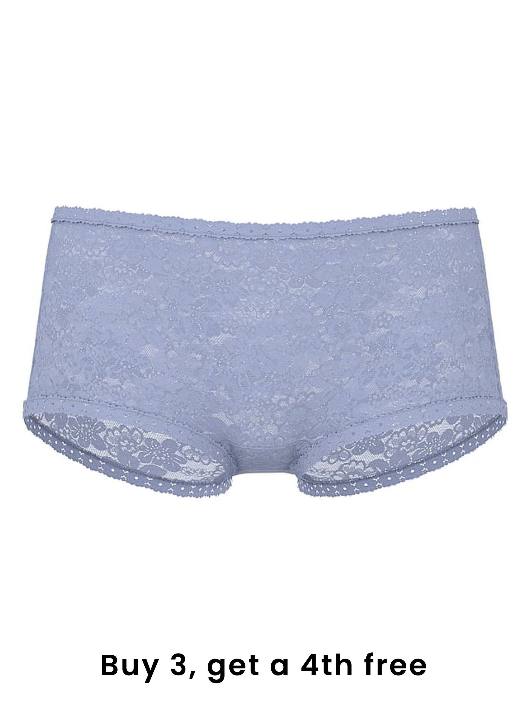 Dusty Iris Blue Short Floral Lace Knickers (H43571) | £9