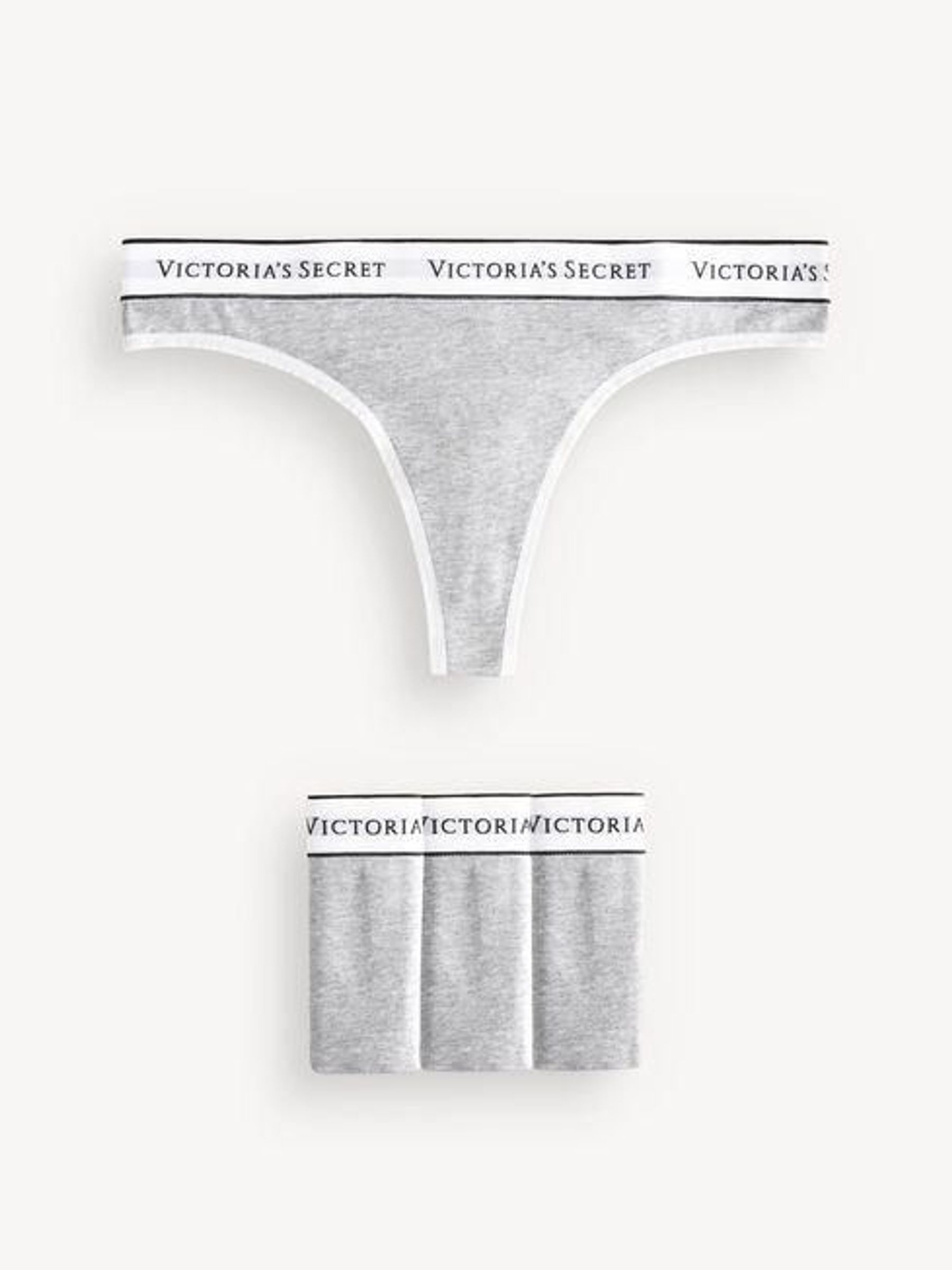 Medium Heather Grey Thong Logo 4 Pack Knickers (H43597) | £20