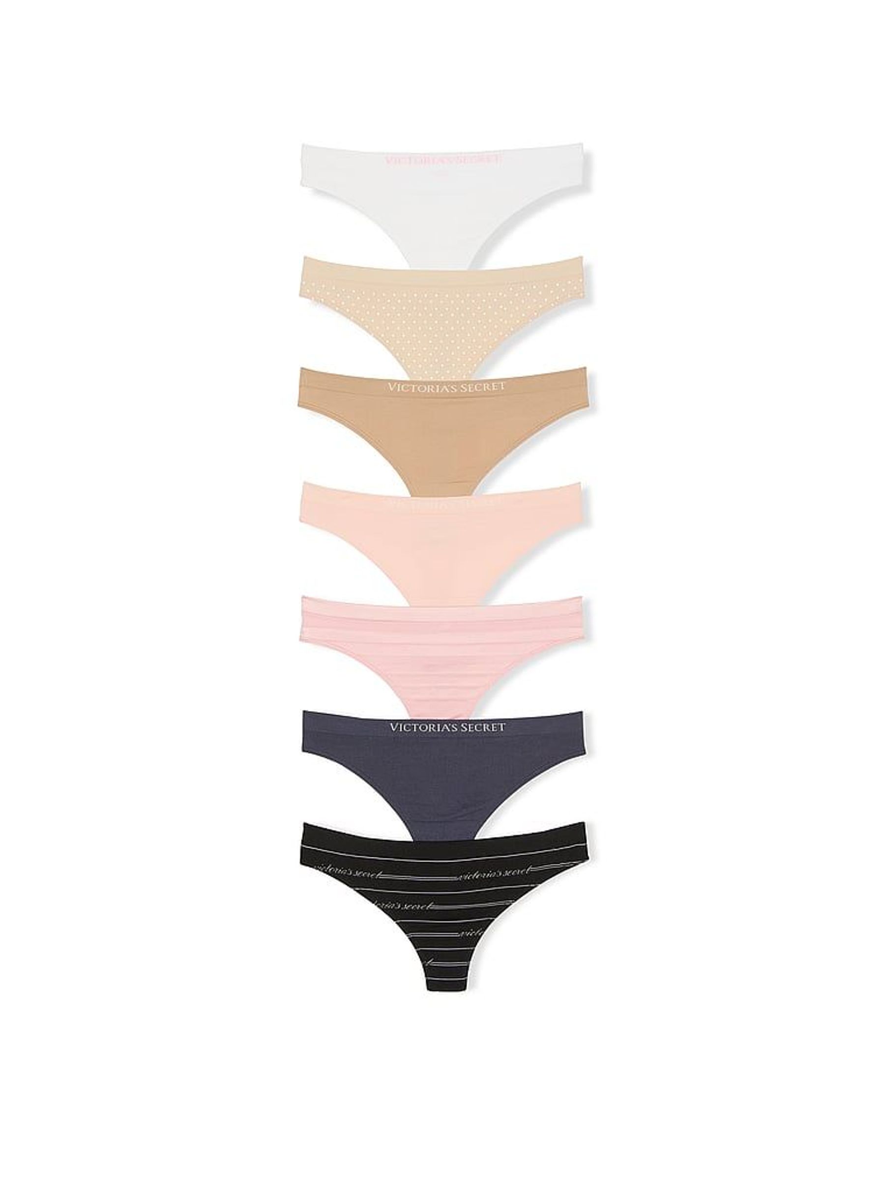 White/Nude/Pink/Blue/Black Thong 7 Pack Knickers (H43599) | £35