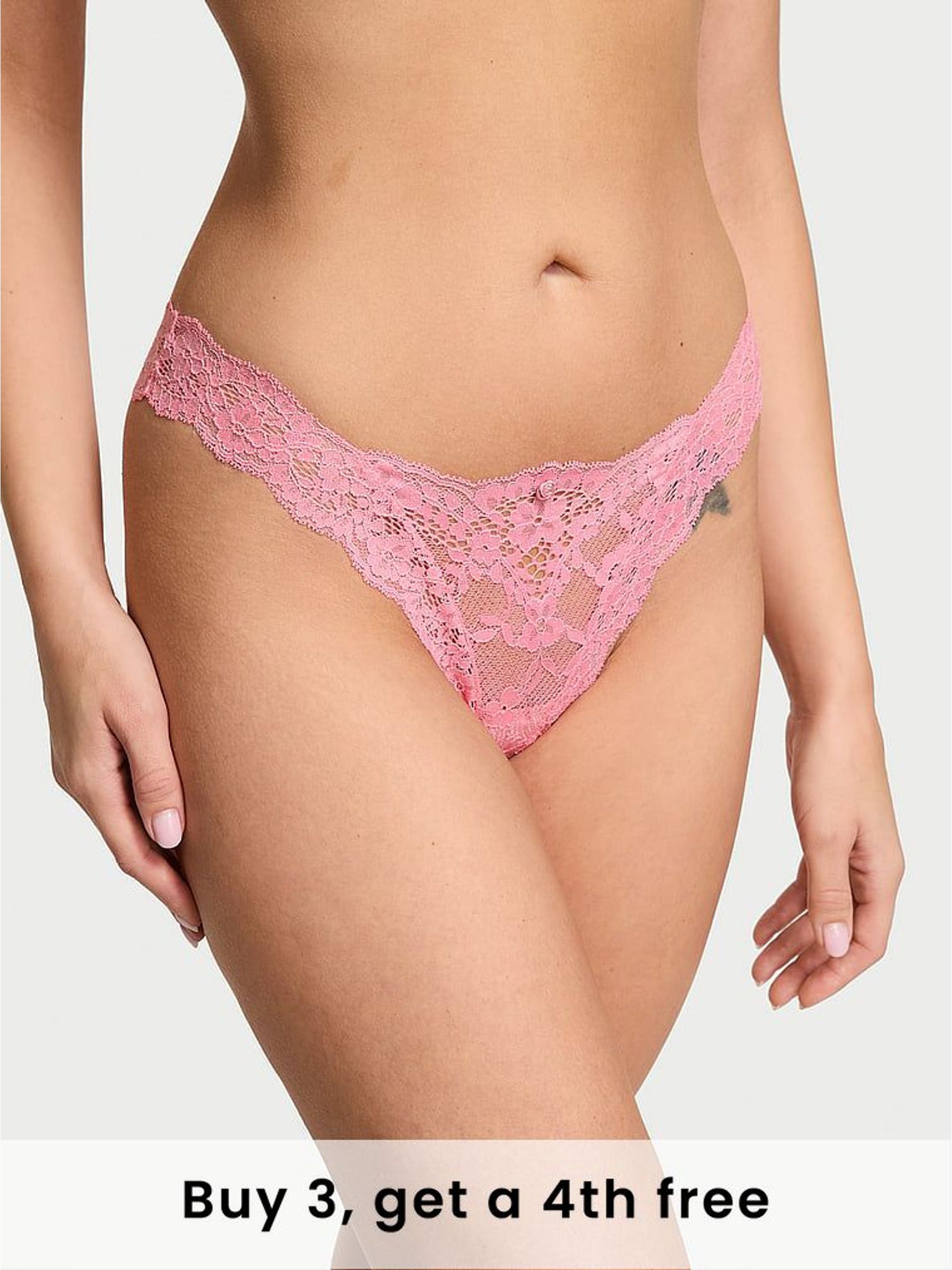 Pink Hope Brazilian Lace Knickers (H43638) | £14