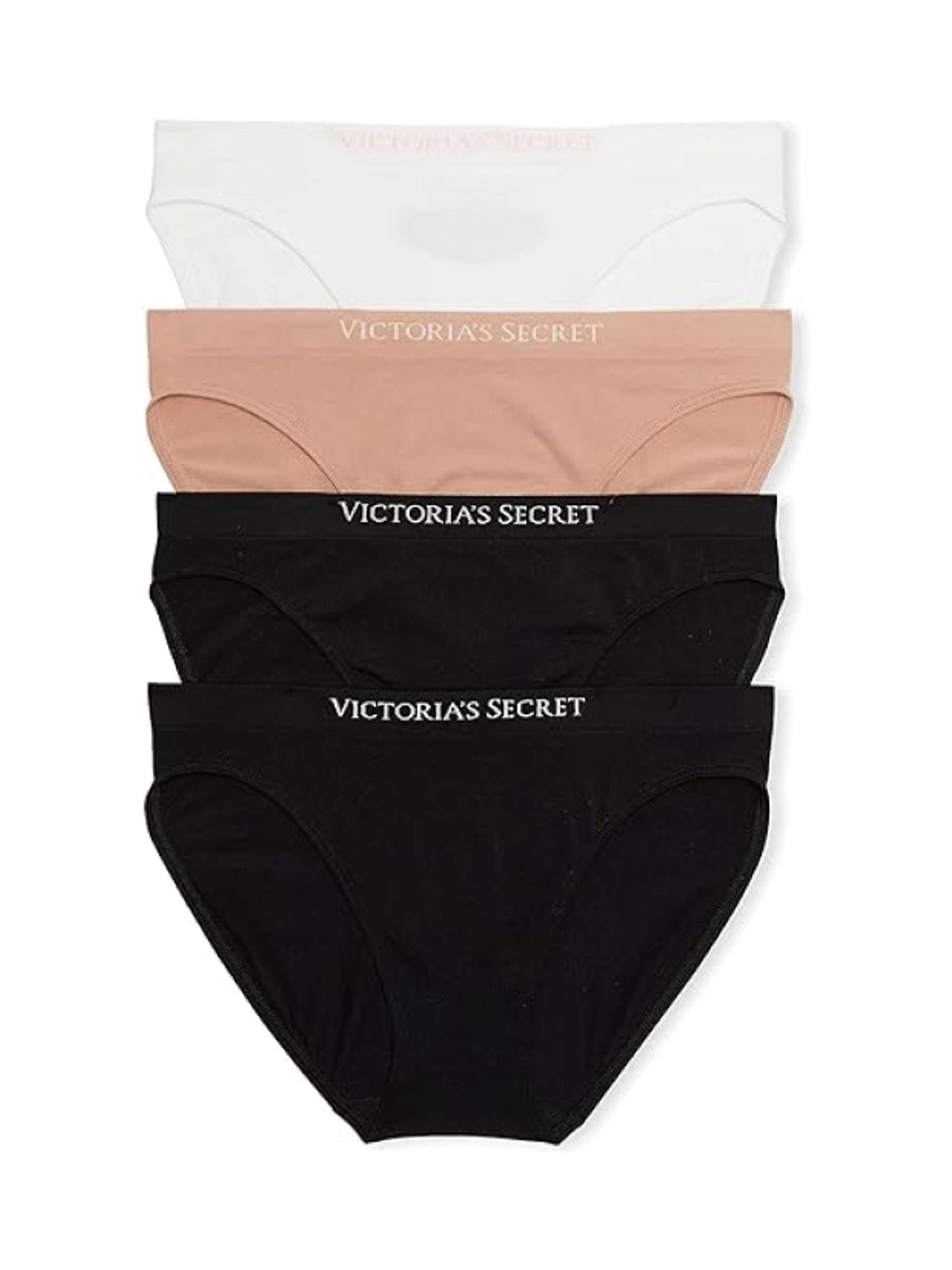 Black/Nude/White Bikini 4 Pack Logo Knickers (H43665) | £20