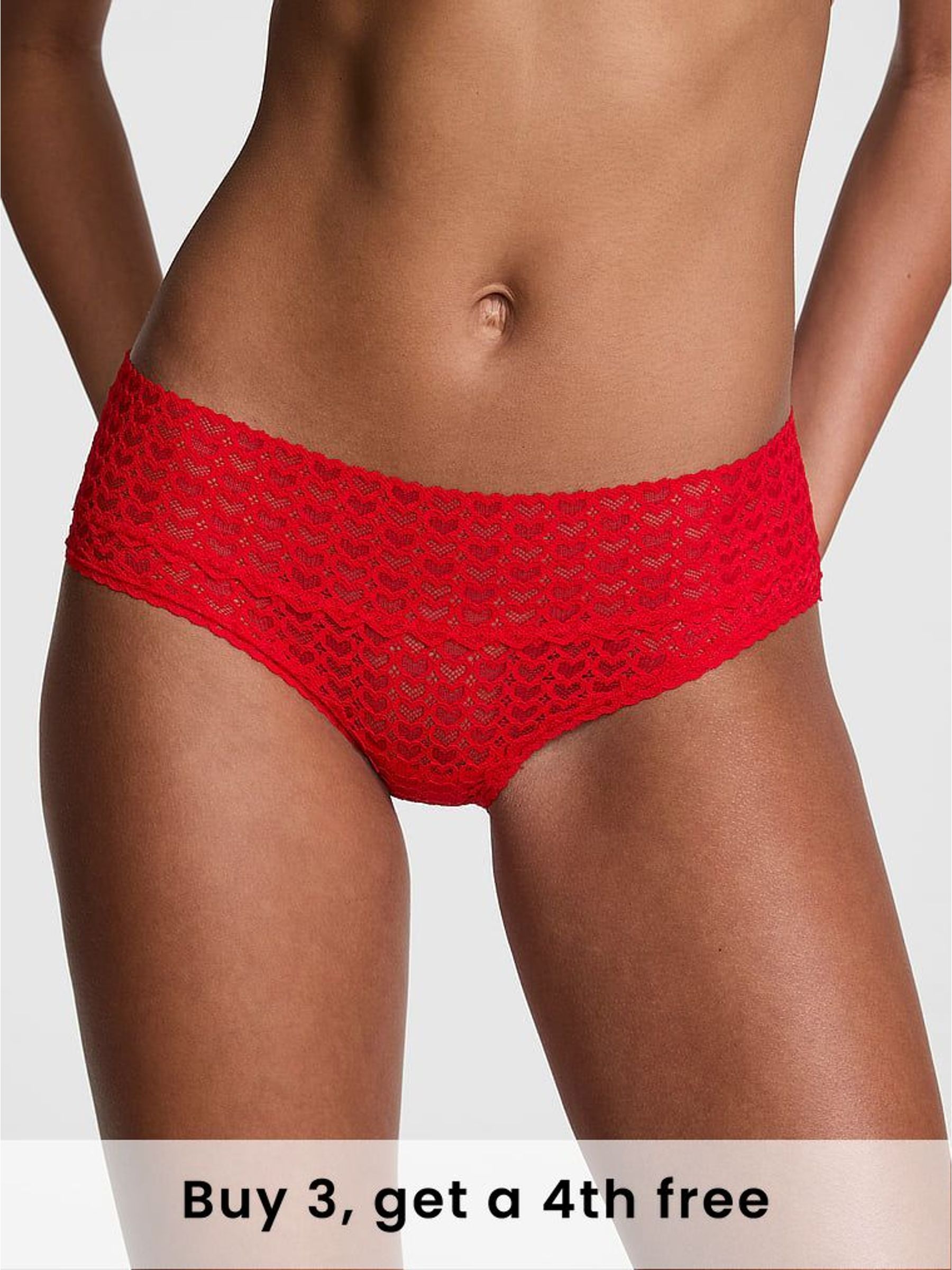 Bright Vermillion Red Hipster Floral Lace Knickers (H43703) | £9