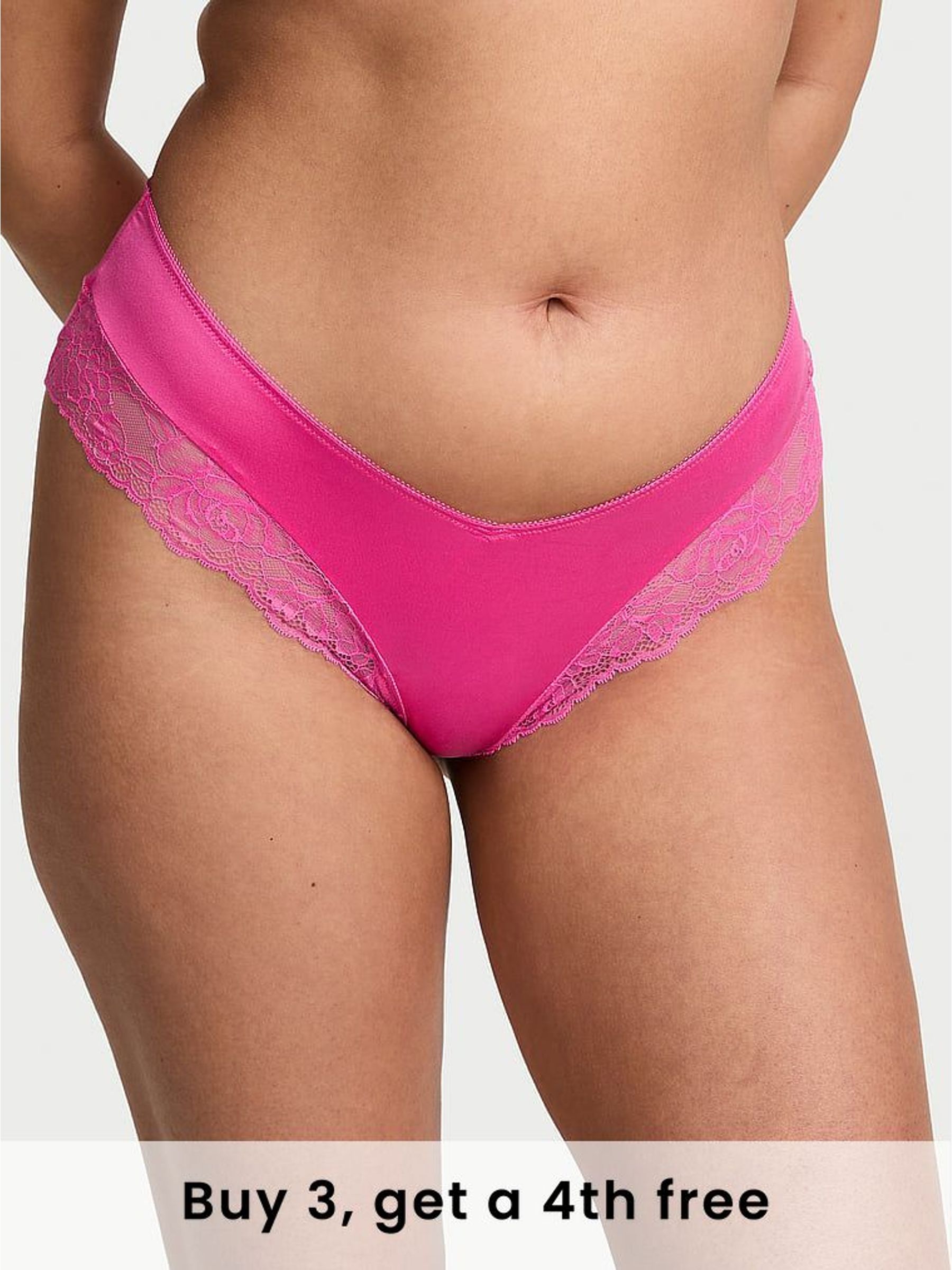 Ultra Pink Cheeky Rose Lace Trim Knickers (H43747) | £14