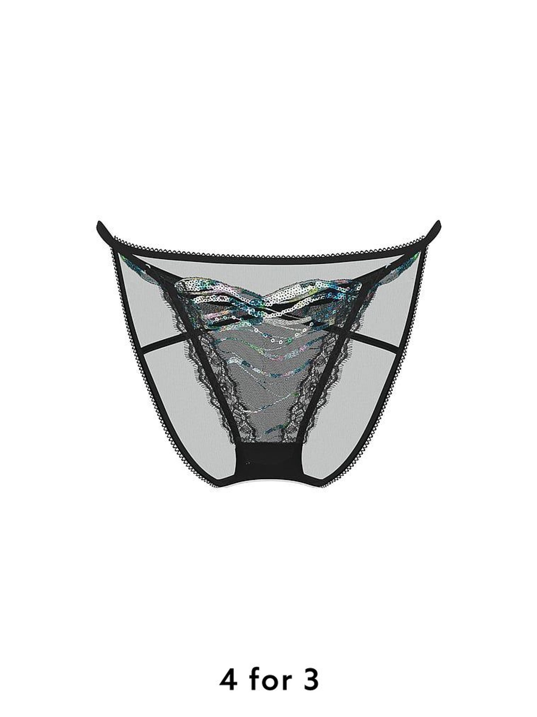 Siren Black Bikini Sequin Embroidery Knickers (H43773) | £20