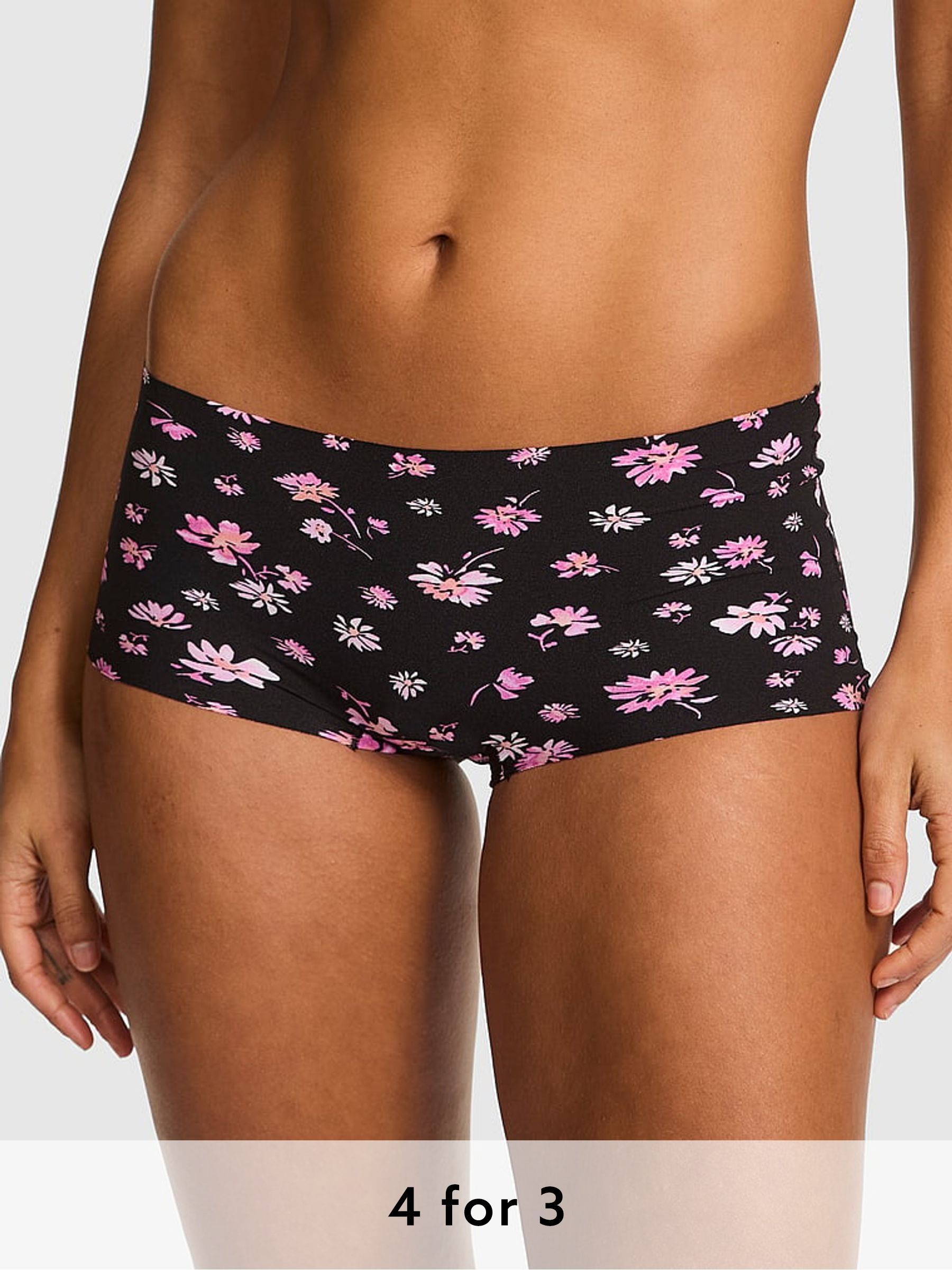 Black Floral Short No Show Knickers (H43805) | £9