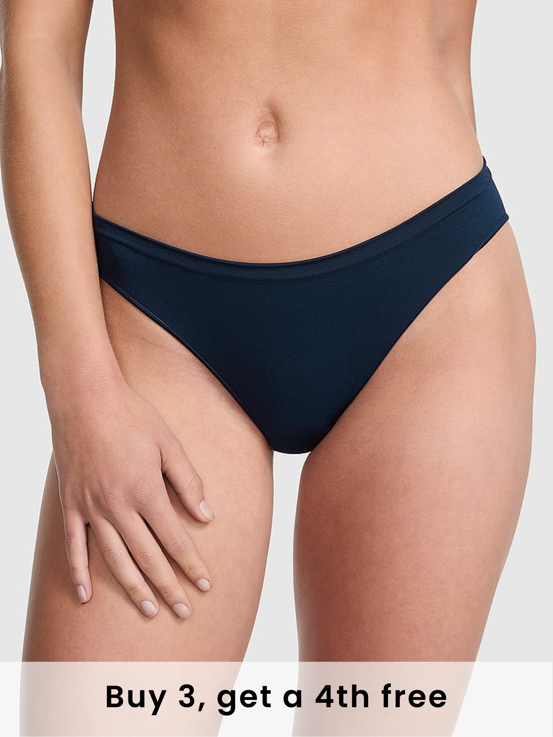 Noir Navy Blue Bikini Seamless Scoop Thong Knickers (H43811) | £9