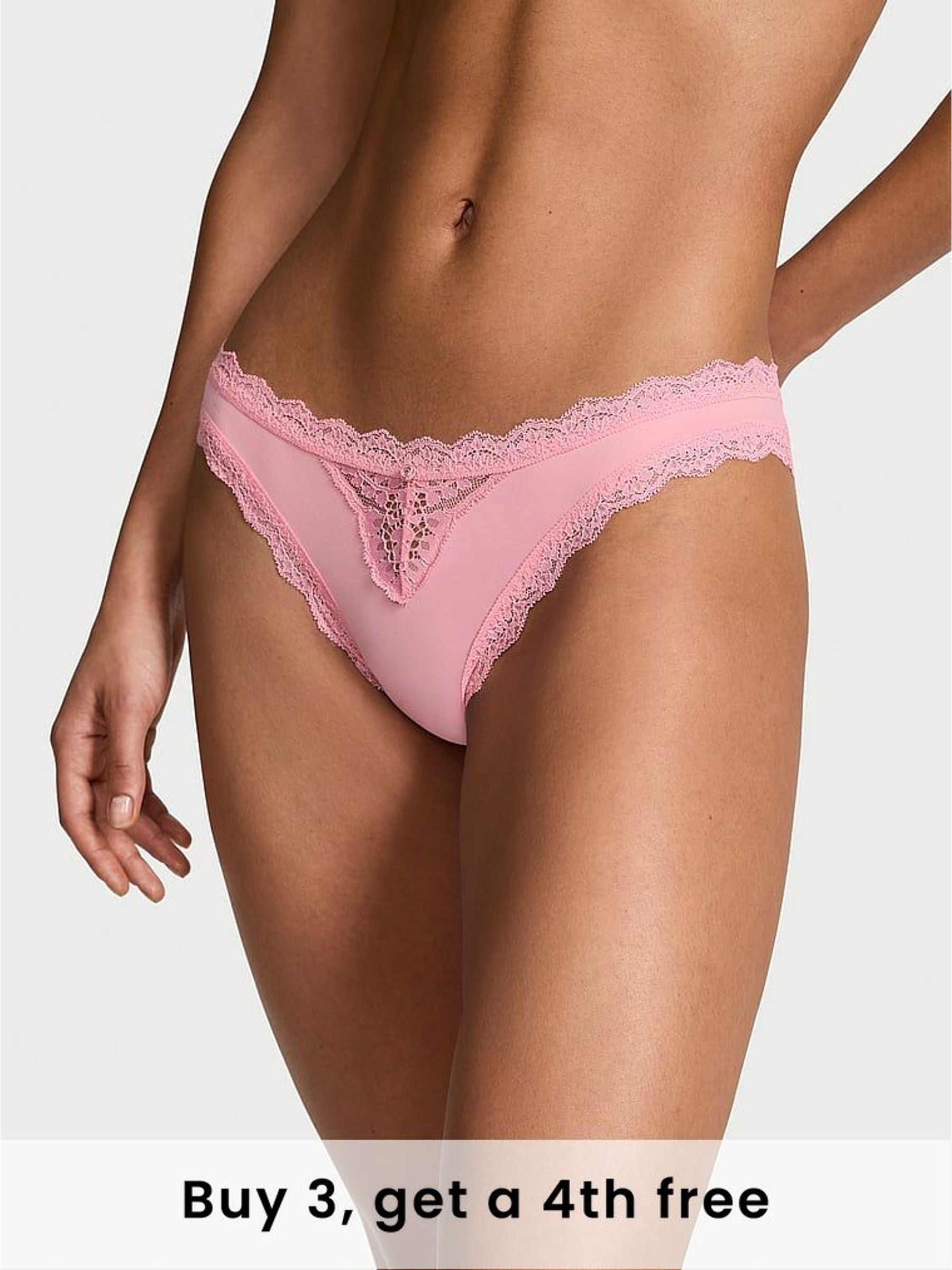 Pink Hope Lace Trim Bikini Knickers (H43818) | £14