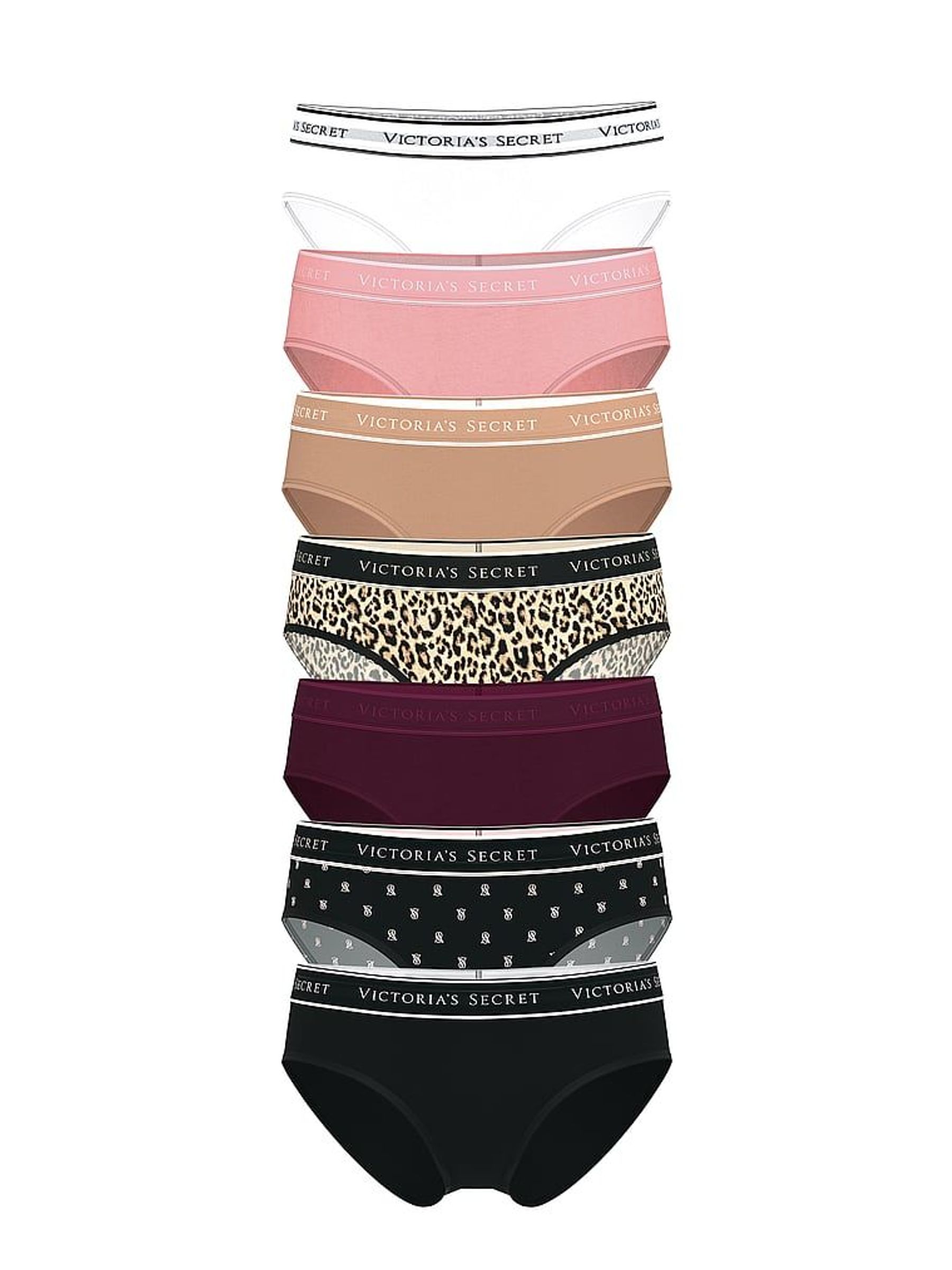 White/Pink/Nude/Black 7 Pack Logo Knickers (H43839) | £35