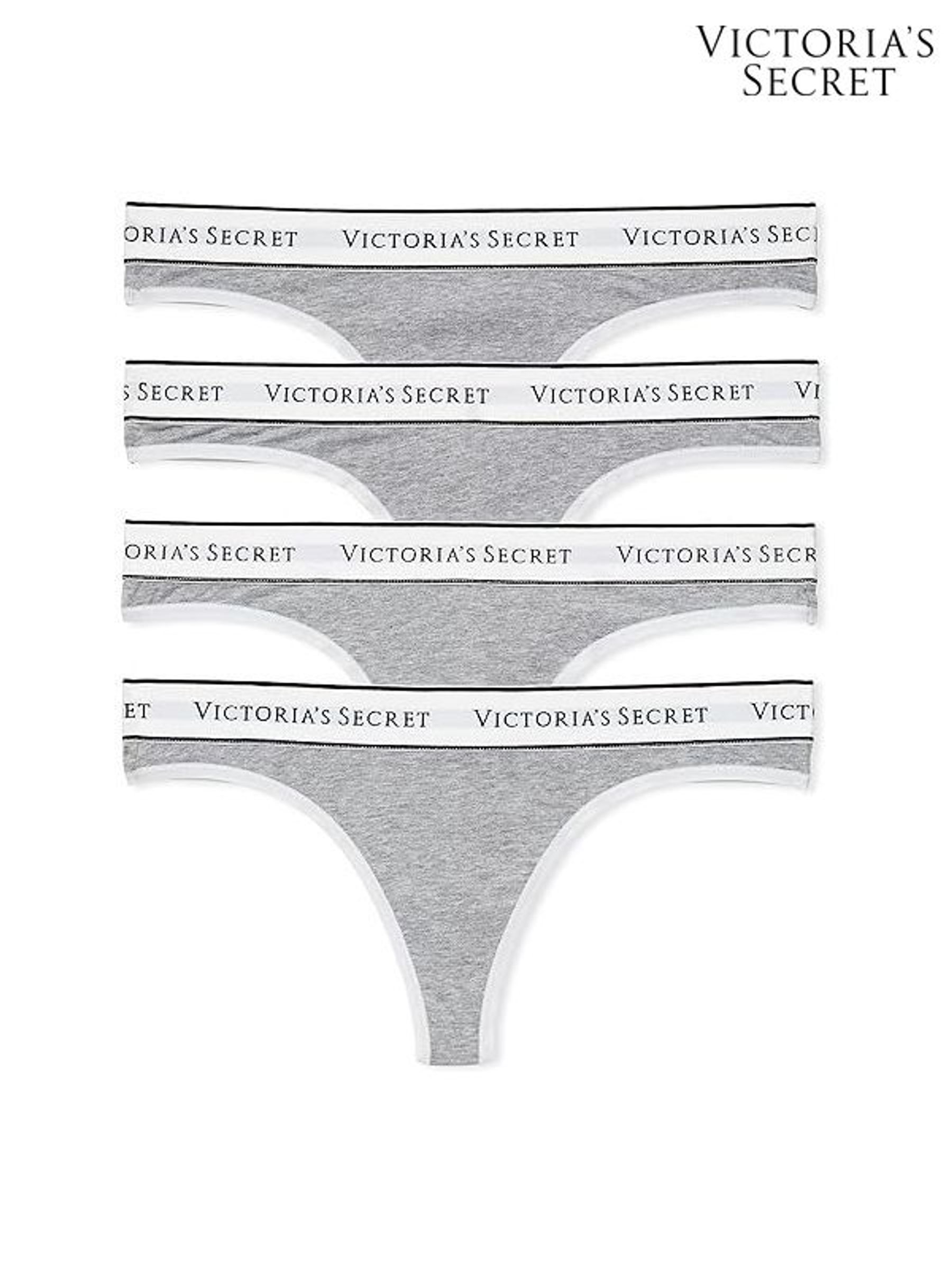 Grey Thong Logo 4 Pack Knickers (H43858) | £20
