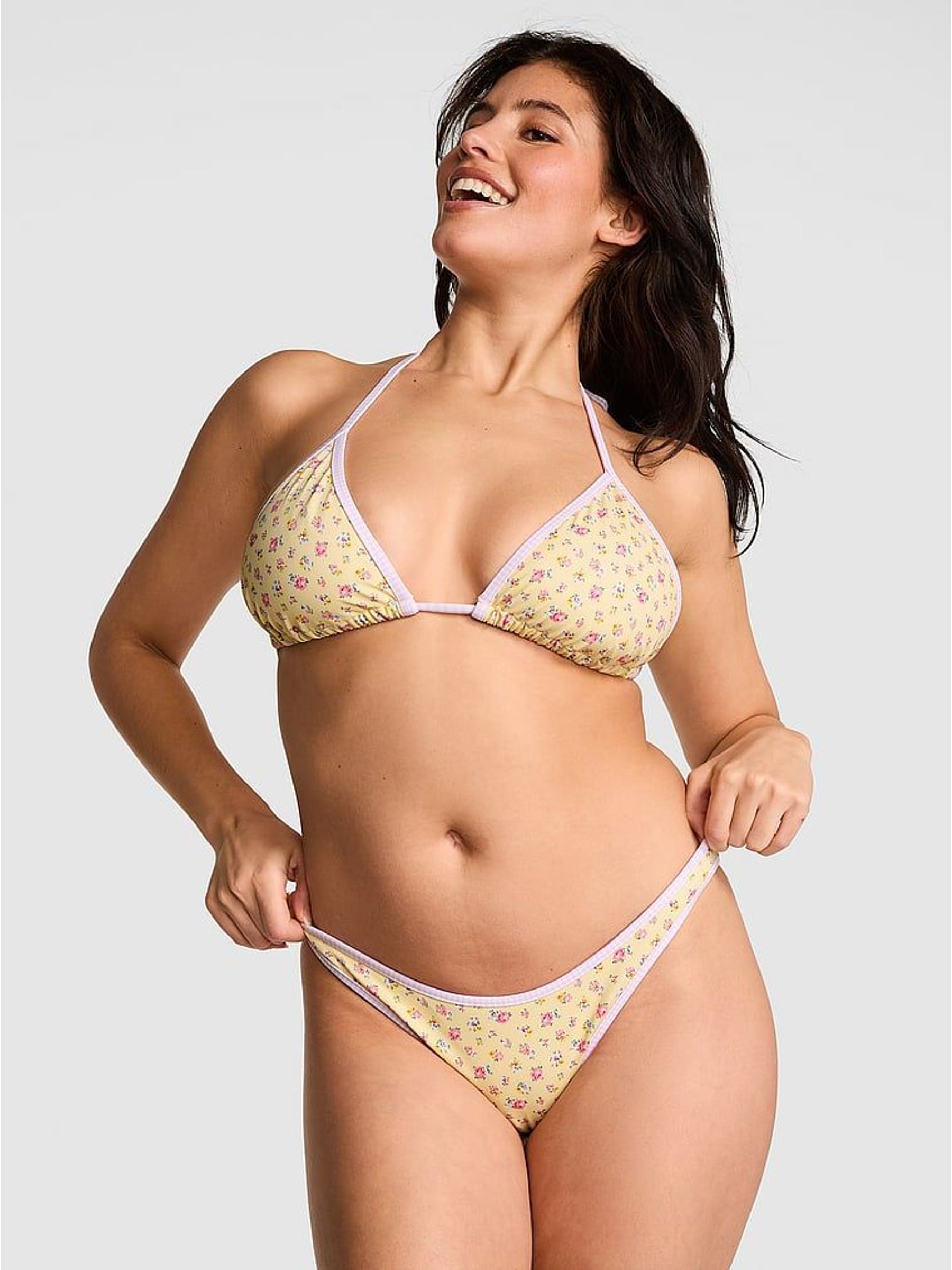 Yellow Floral Brazilian Bikini Bottoms (H43863) | £34