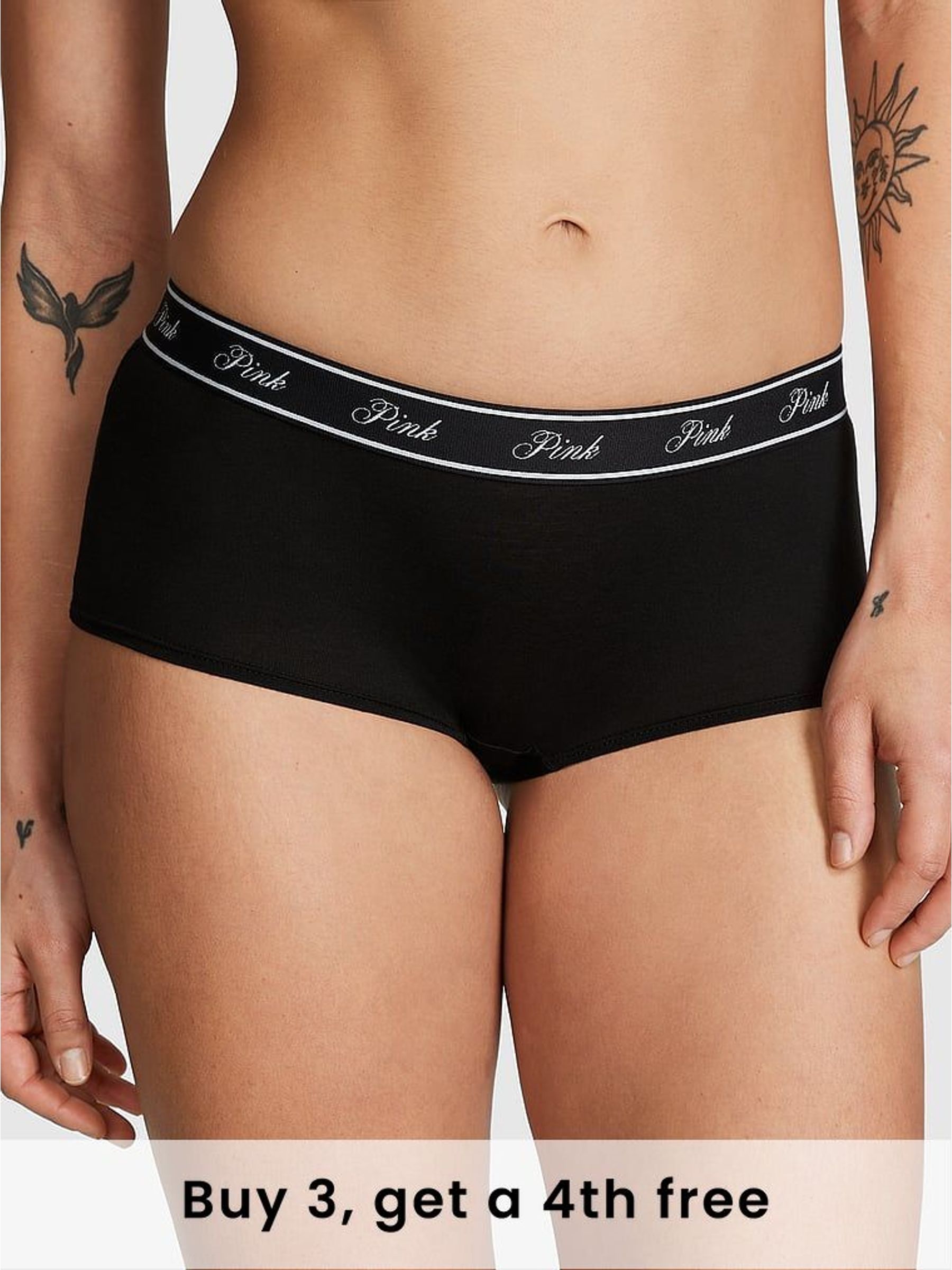 Black Boyshort Cotton Logo Knickers (H43878) | £9