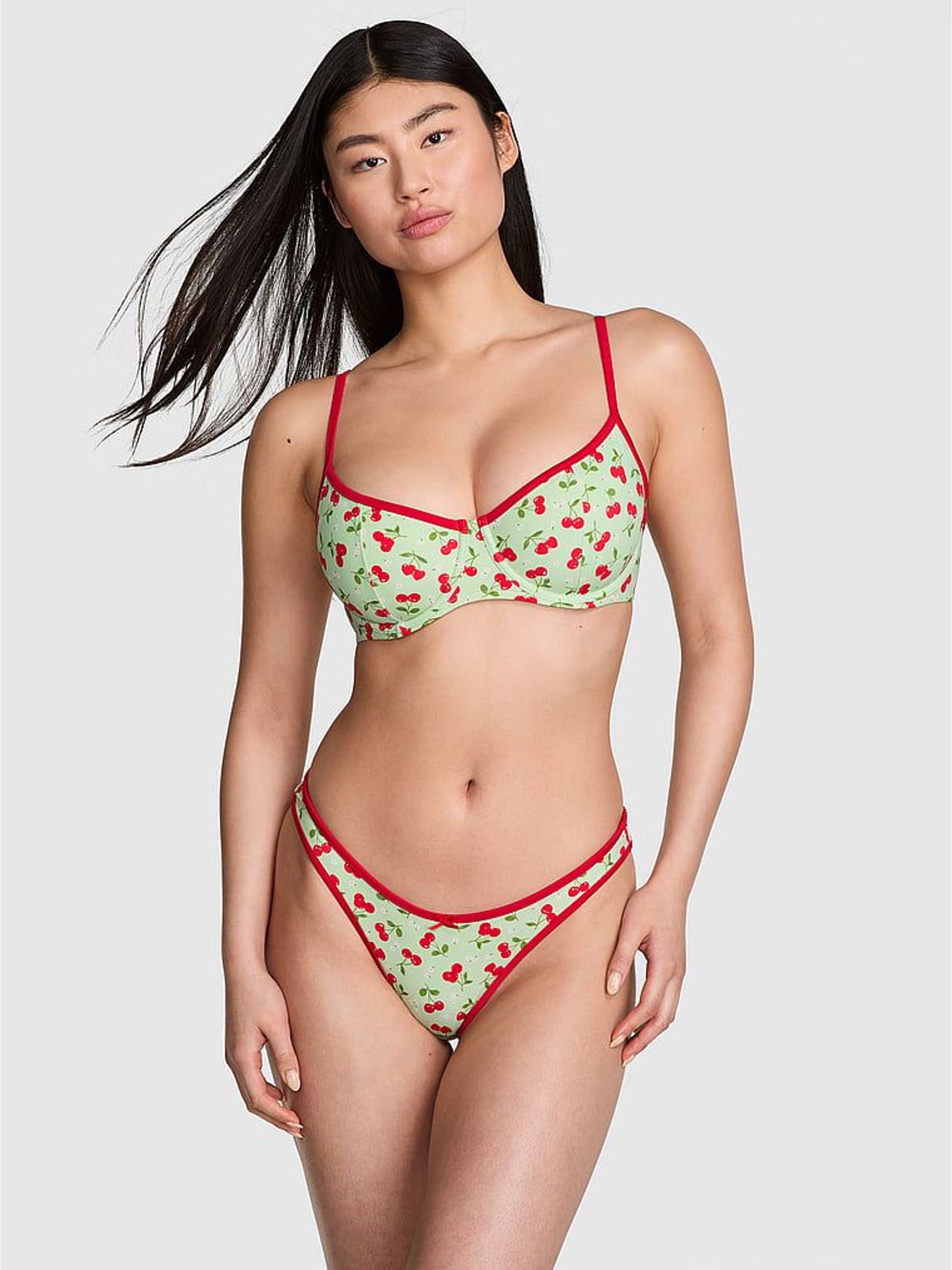 Cherry Hearts Green Wired Bikini Top (H43888) | £34