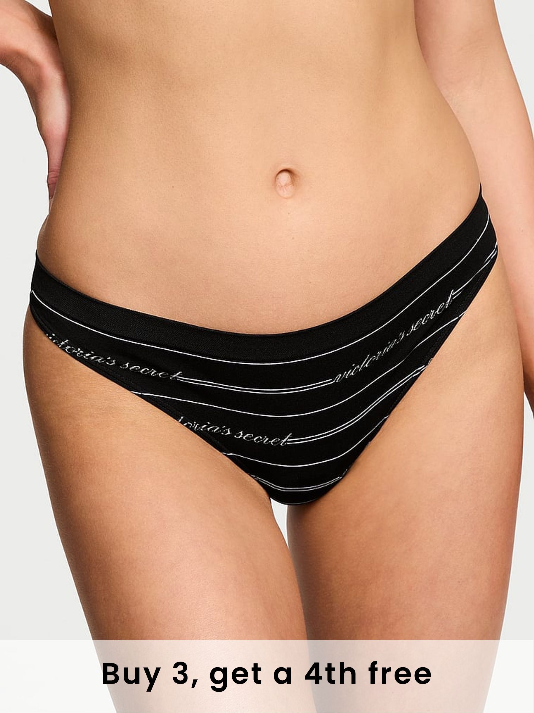 Black Logo Script Thong Knickers (H43936) | £9