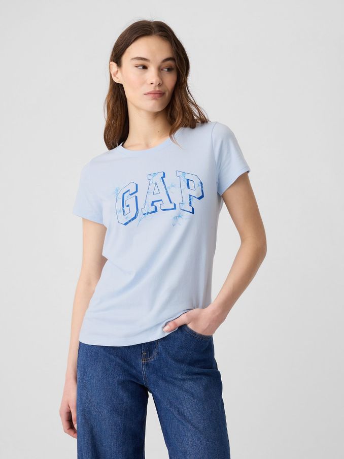 Blue Floral Logo Short Sleeve Crew Neck T-Shirt (H43937) | £8