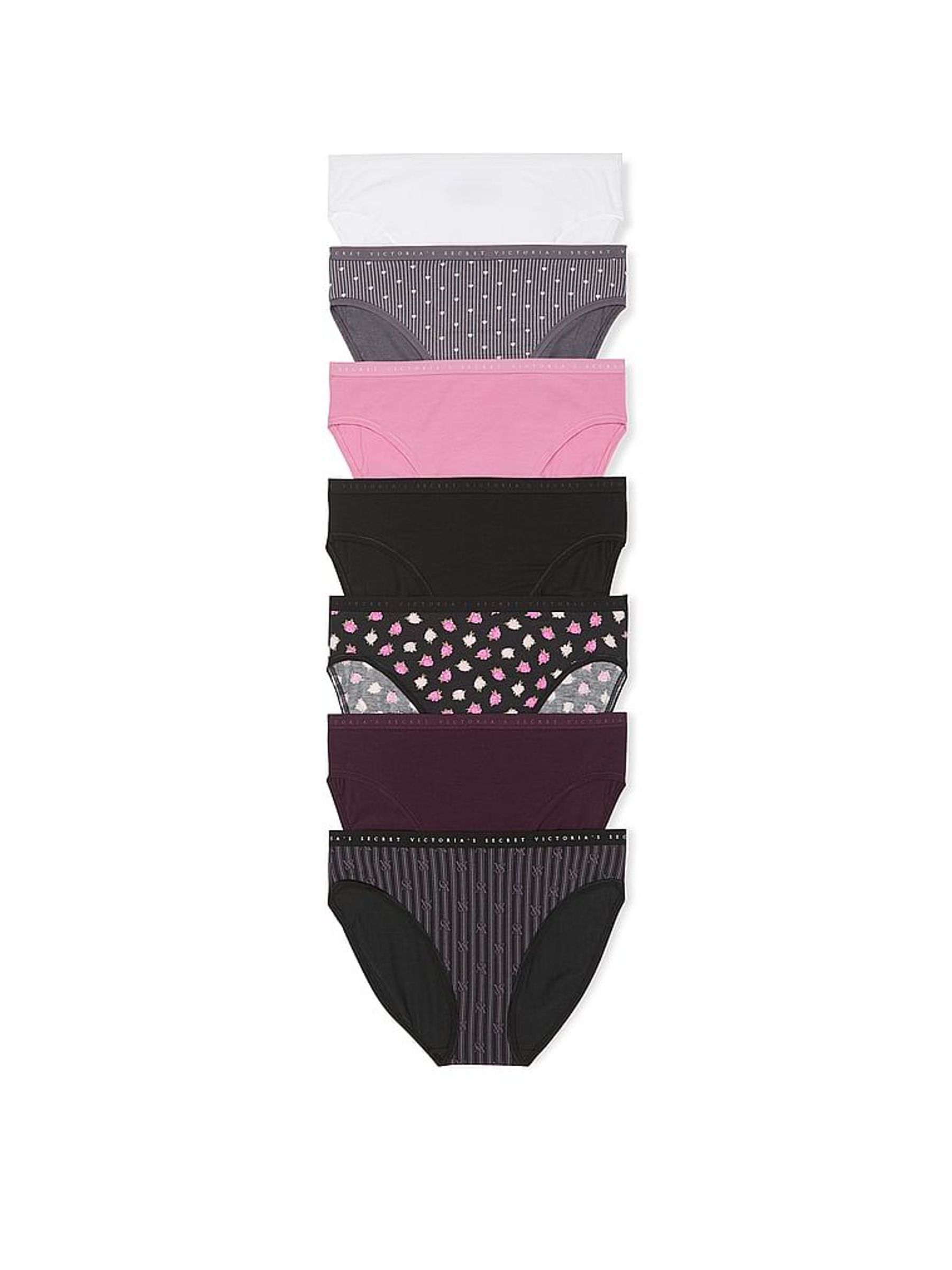 White/Grey/Pink/Black Brief 7 Pack Logo Knickers (H43970) | £35