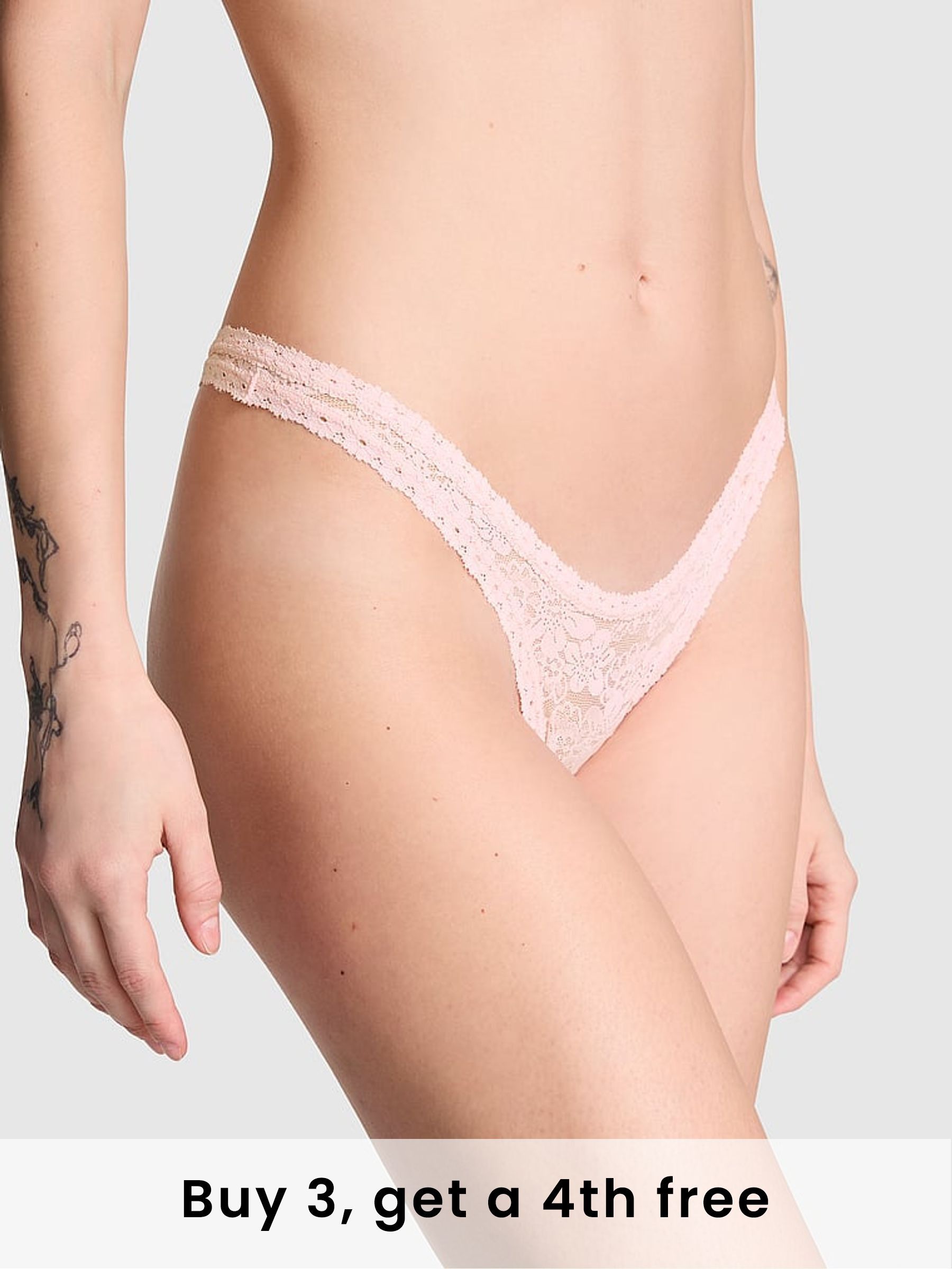 Angel Pink Mini Scoop Thong Floral Lace Knickers (H43985) | £9