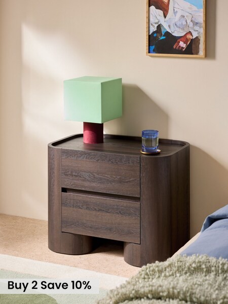 Kain Bedside Table in Dark Wood Effect (H44585) | £299