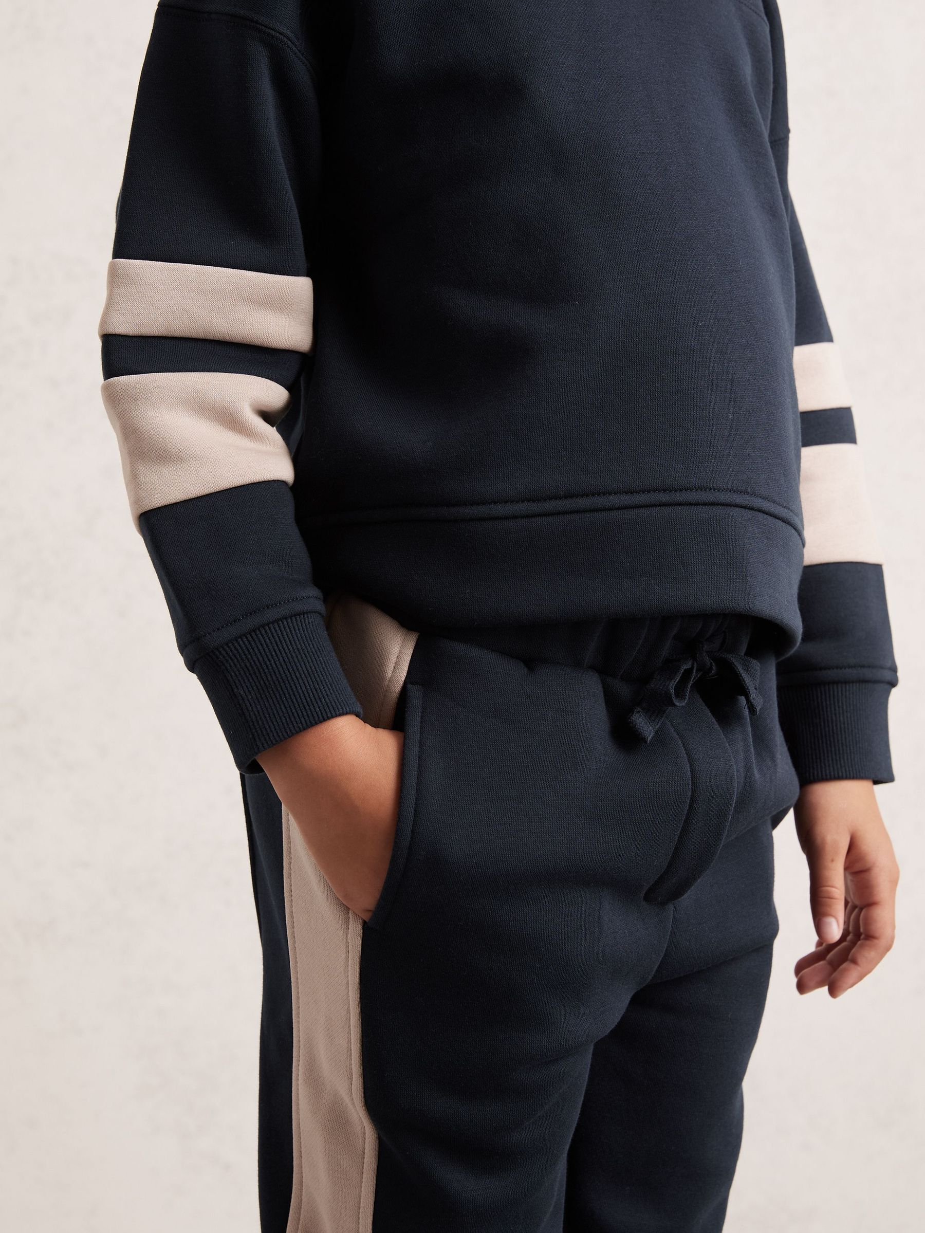 Cotton-Blend Joggers and Hoodie Set in Navy (H44755) | £71