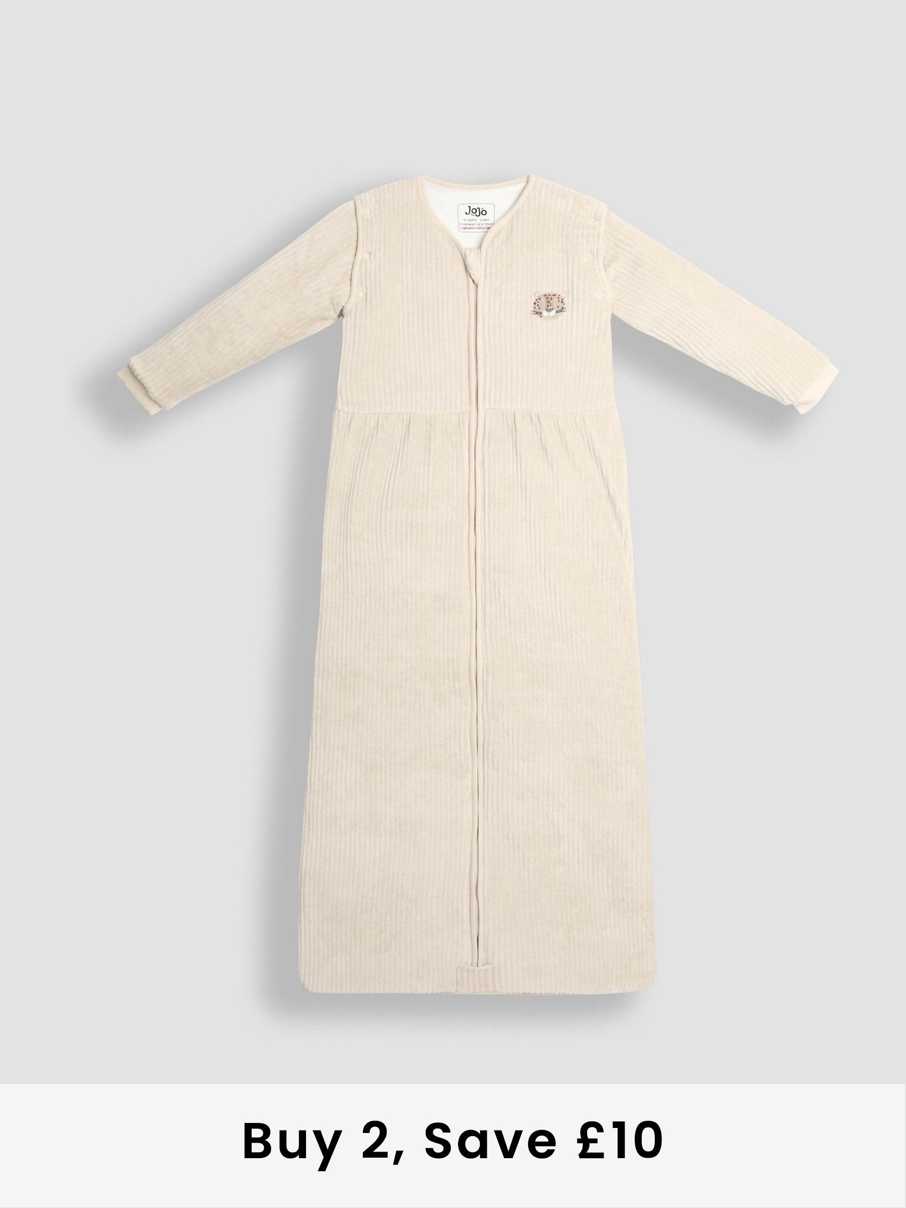 Neutral Leopard Ribbed Velour 3.5 Tog Toddler Sleeping Bag (H44785) | £42